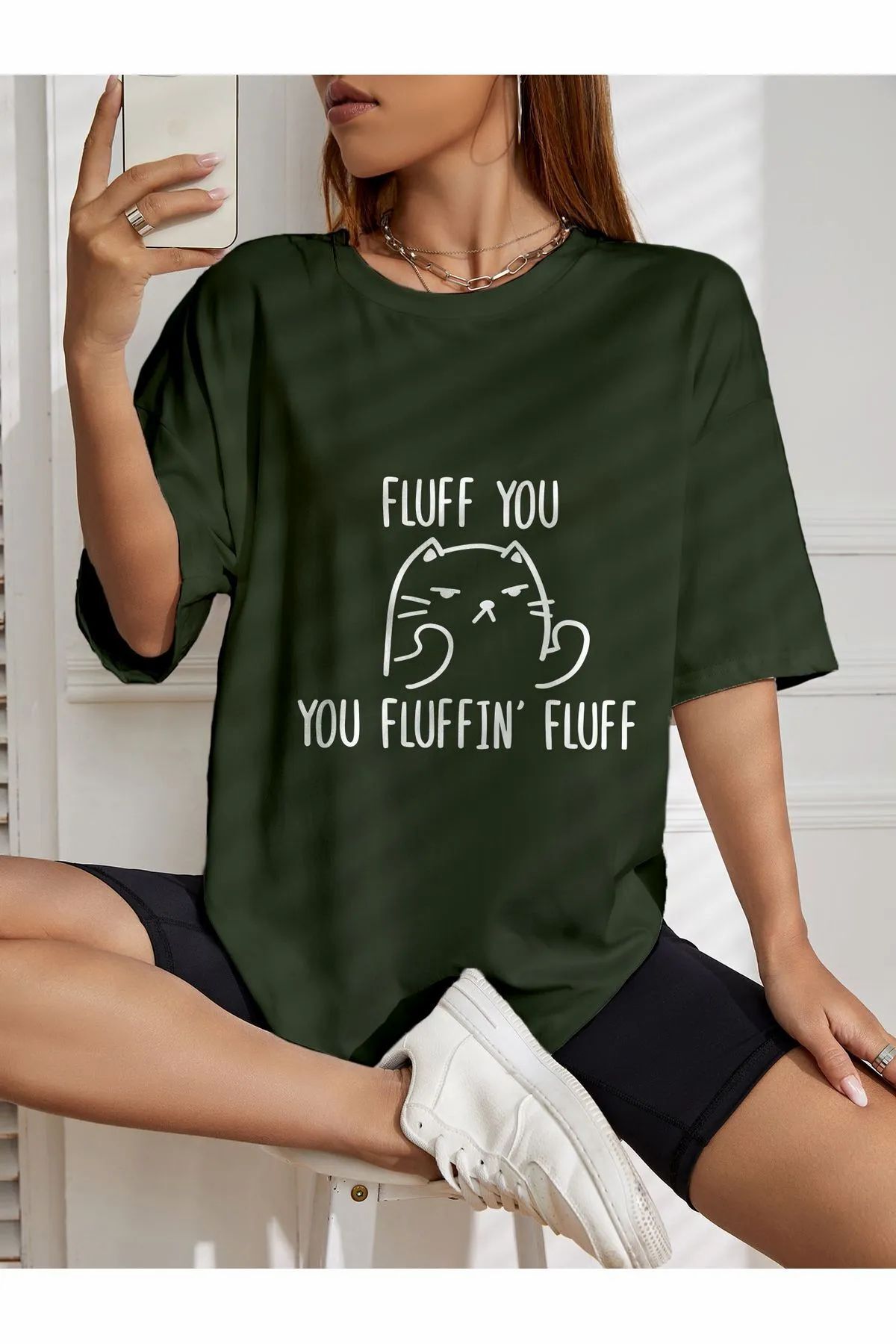 ship master oversize fluff you you fluffin fluff baskılı T-shirt