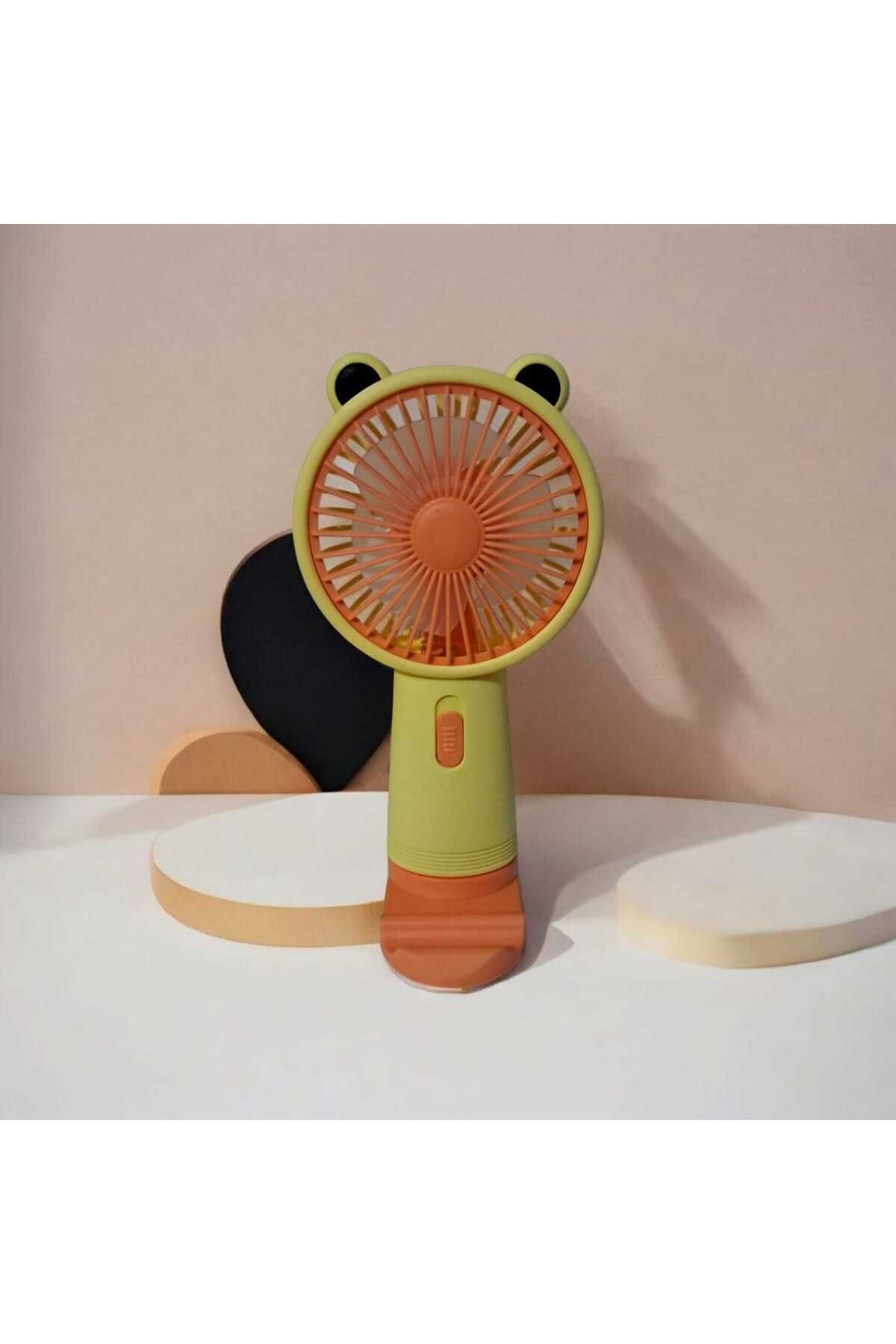 Menuzer Taşınabilir Fan + Telefon Standlı | USB El Tipi Mini Fan | Sevimli Fan Cep Telefonu Standart Tutucu