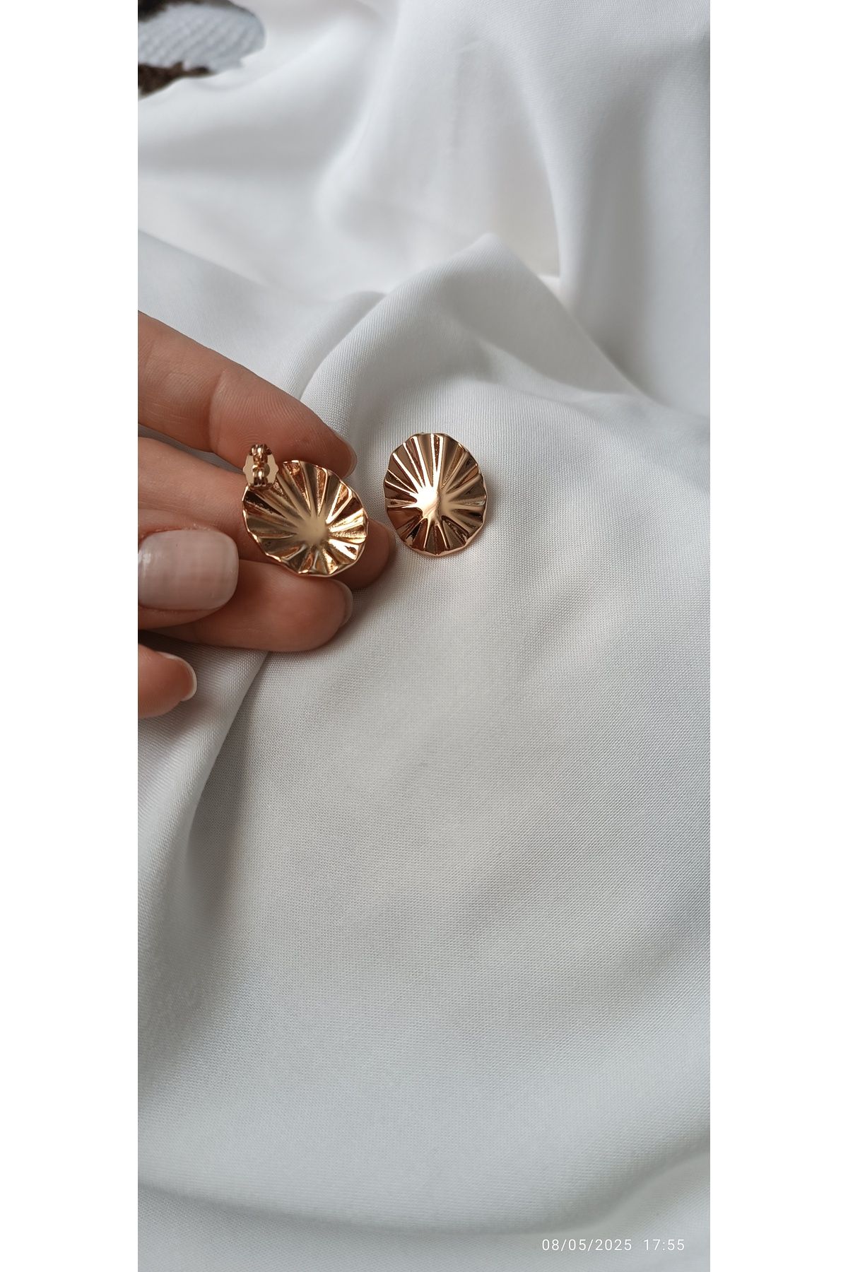 ARİ TAKI Oval yelpaze rose küpe