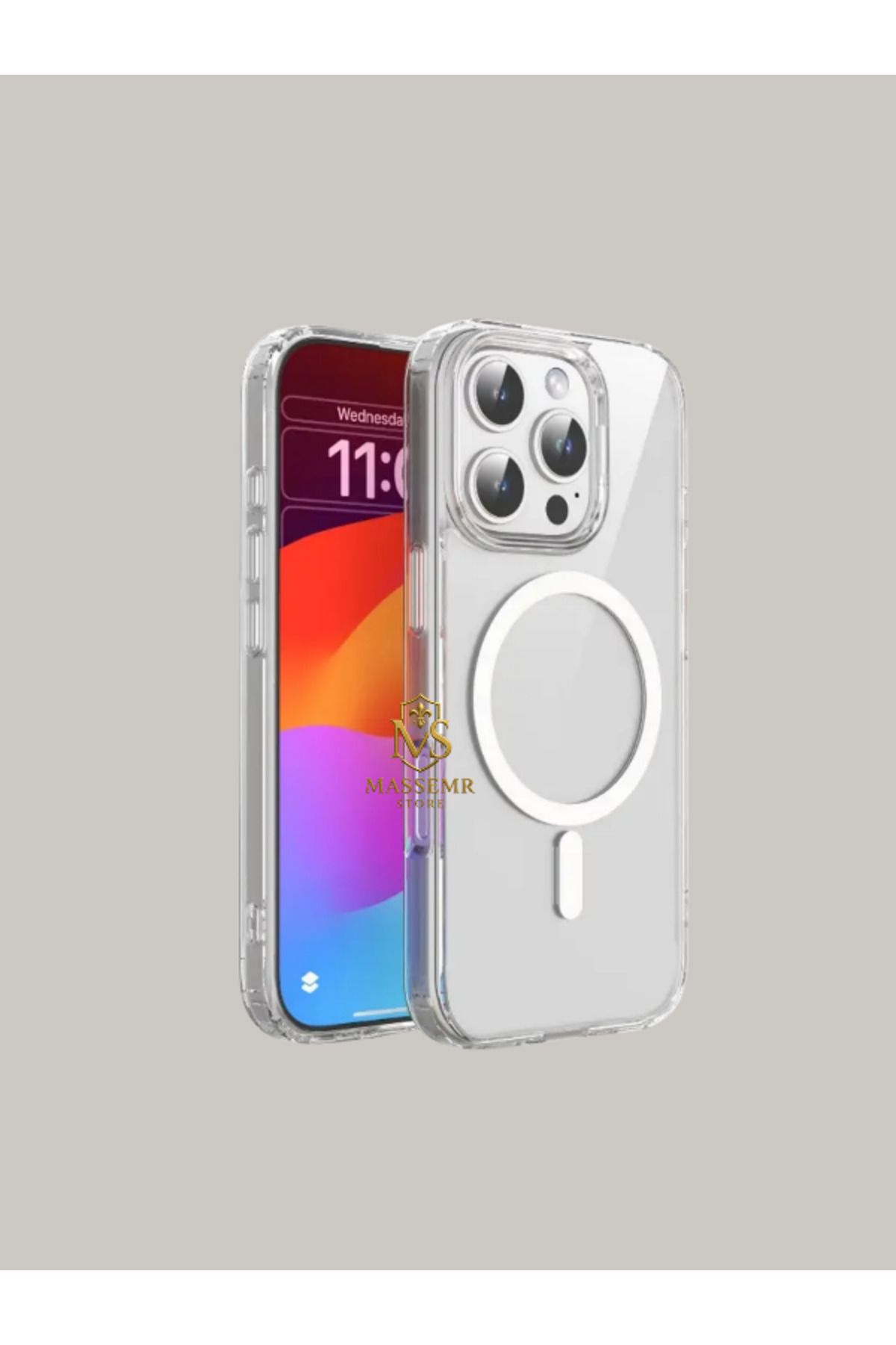 Massemr İPhone 16 Pro max Mıknatıslı Şeffaf MagSafe Uyumlu Kılıf – Darbeye Dayanıklı Şarj Destekli