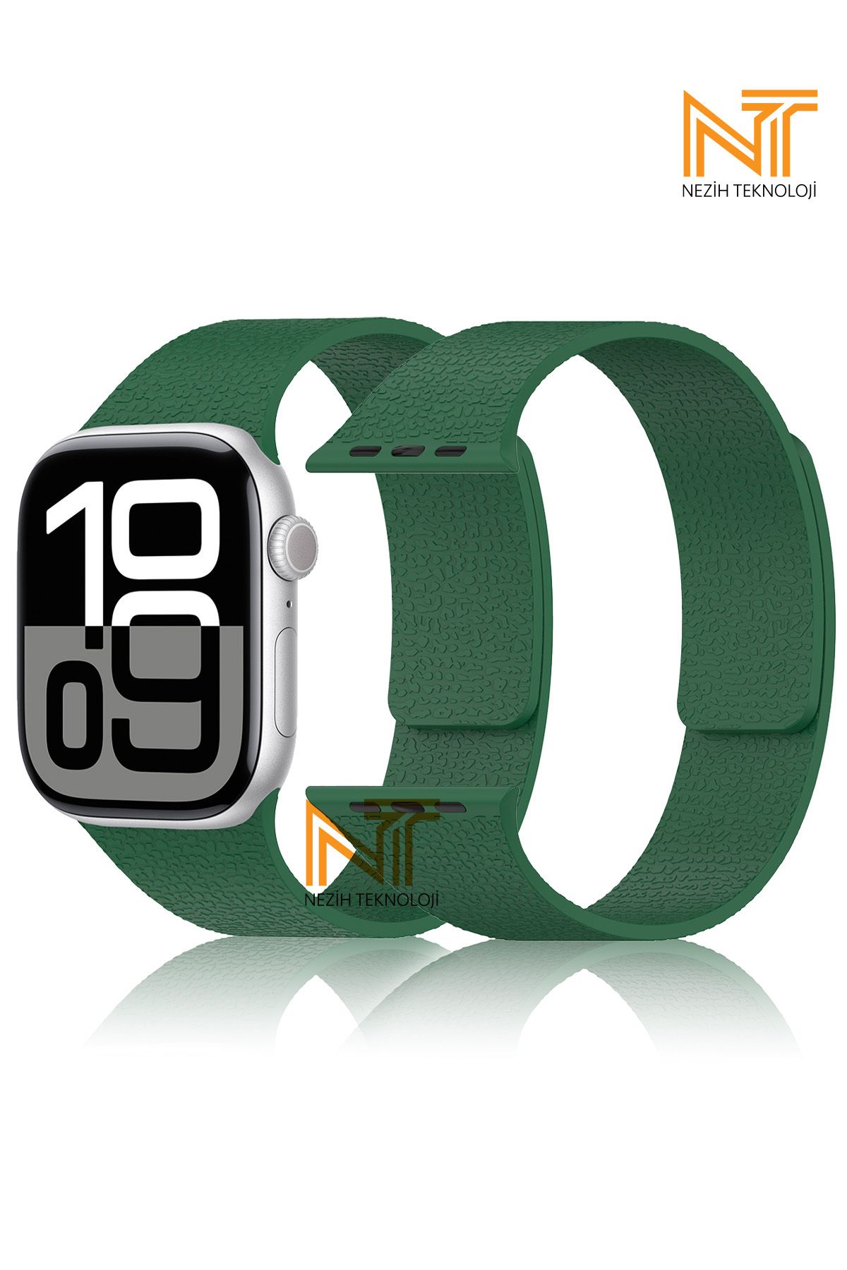 Nezih Case Apple Watch 3/4/5/6/7/8/9/10/se/ultra/ultra2 44mm/46mm/49mm Uyumlu Kabartma Desen Silikon Kordon