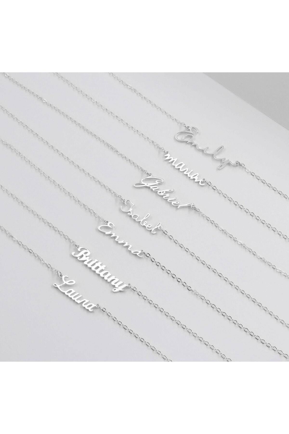 VESTA JEWELRY 925 Ayar Gümüş İsim Kolye Kişiye Özel İsimli Altın Kaplamalı Kolye