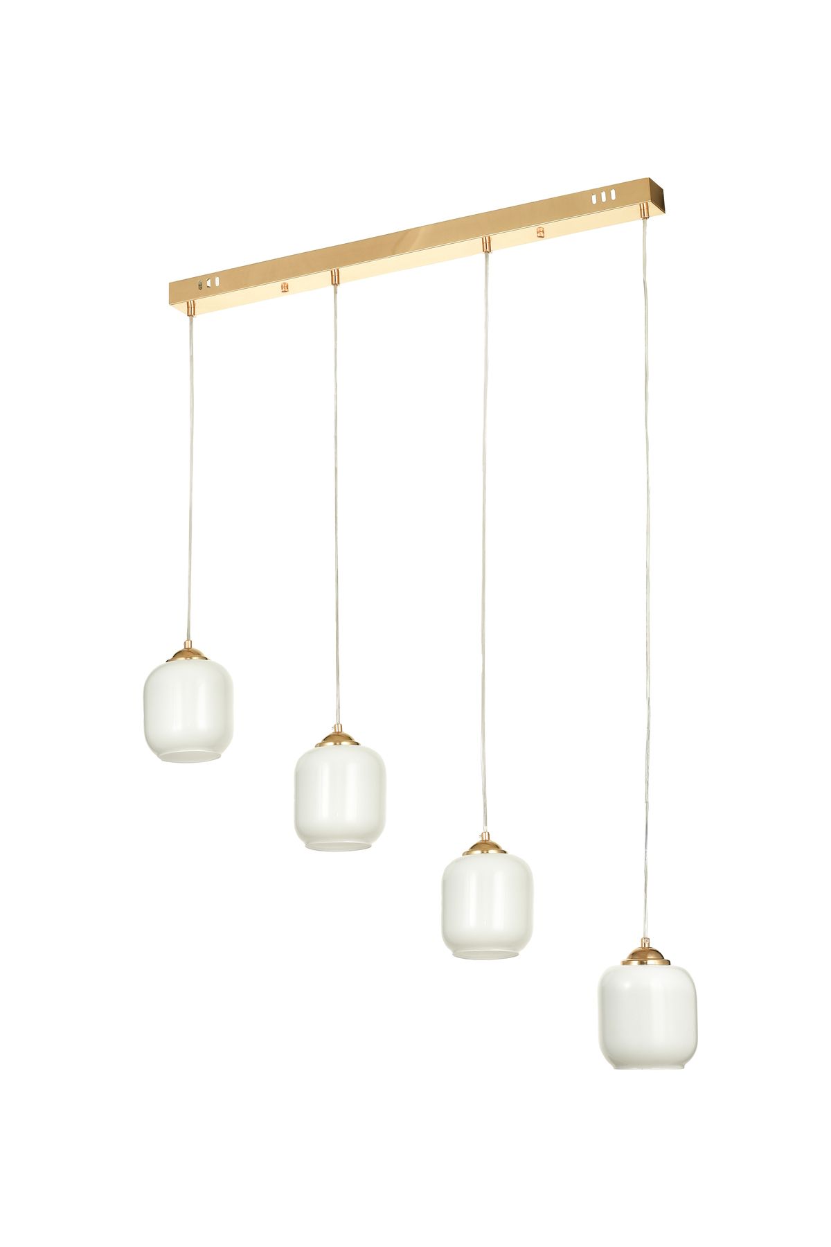 Avizemoda Siena 4 lü Yemek Masası Üstü Beyaz Camlı Modern Sarkıt Avize - (Gold Kaplama)