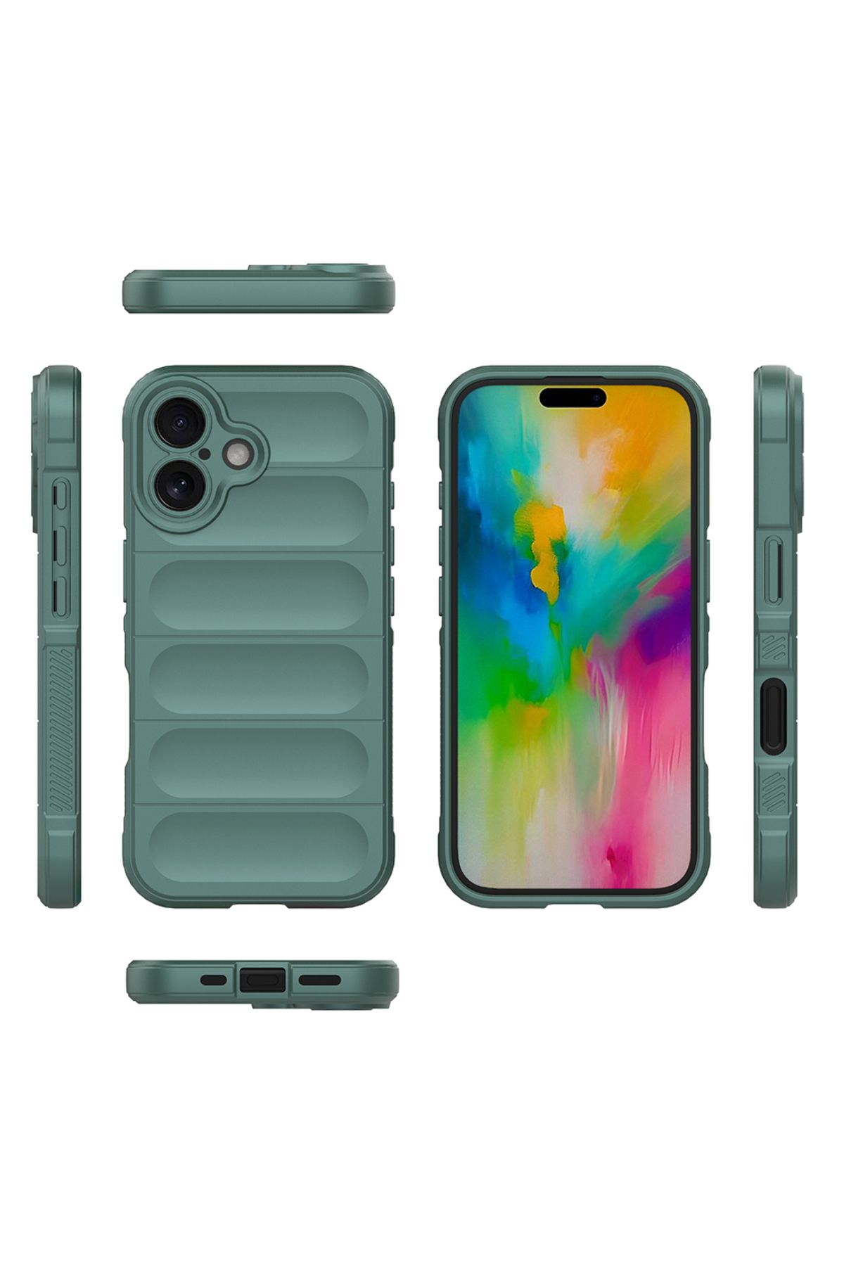 Strap U Apple iPhone 16 Kılıf Esnek TPU Oyuklu Arka Yüzey Tasarımlı Etnik Silikon Kapak