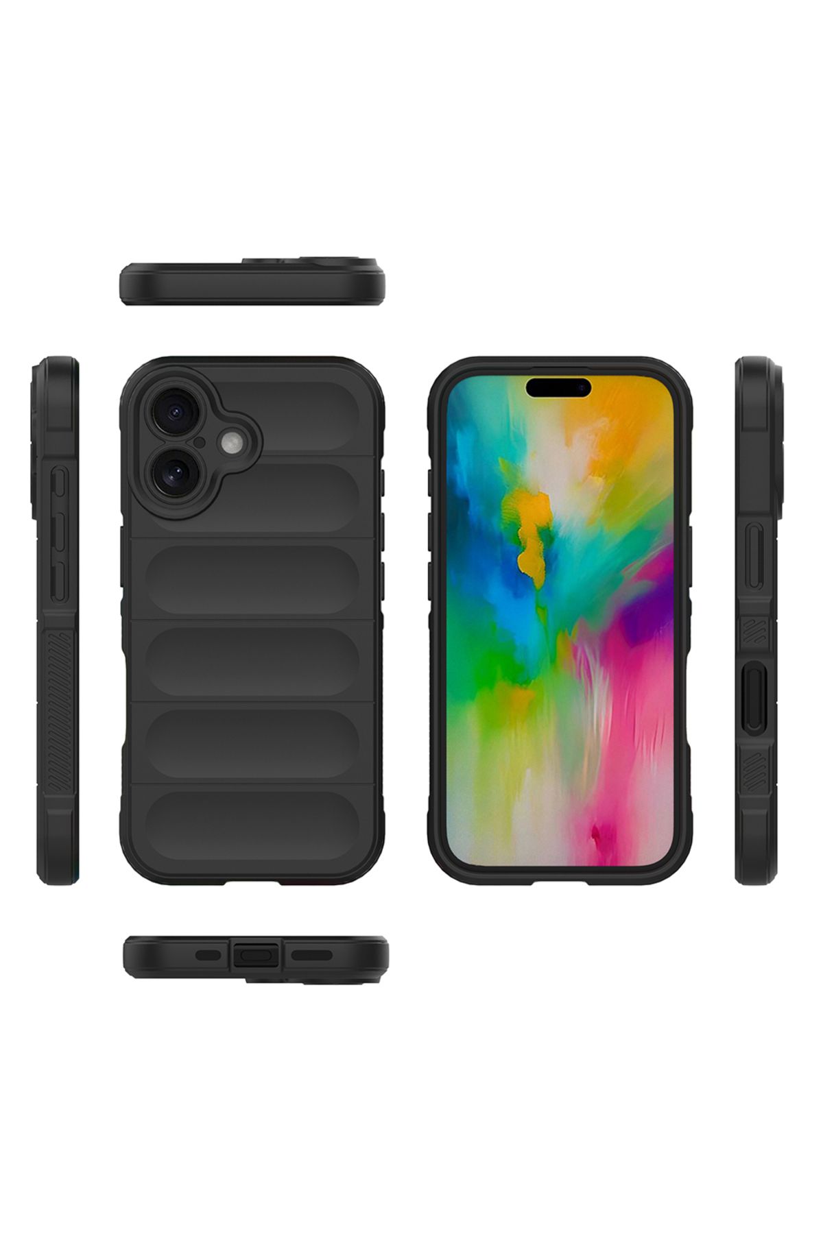 Strap U Apple iPhone 16 Kılıf Esnek TPU Oyuklu Arka Yüzey Tasarımlı Etnik Silikon Kapak