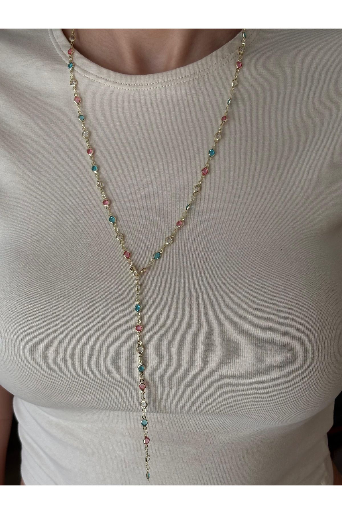mysteriajewelry Renkli Taşlı Y Model Özel Seri Kolye 2 Farklı Model Seçeneği