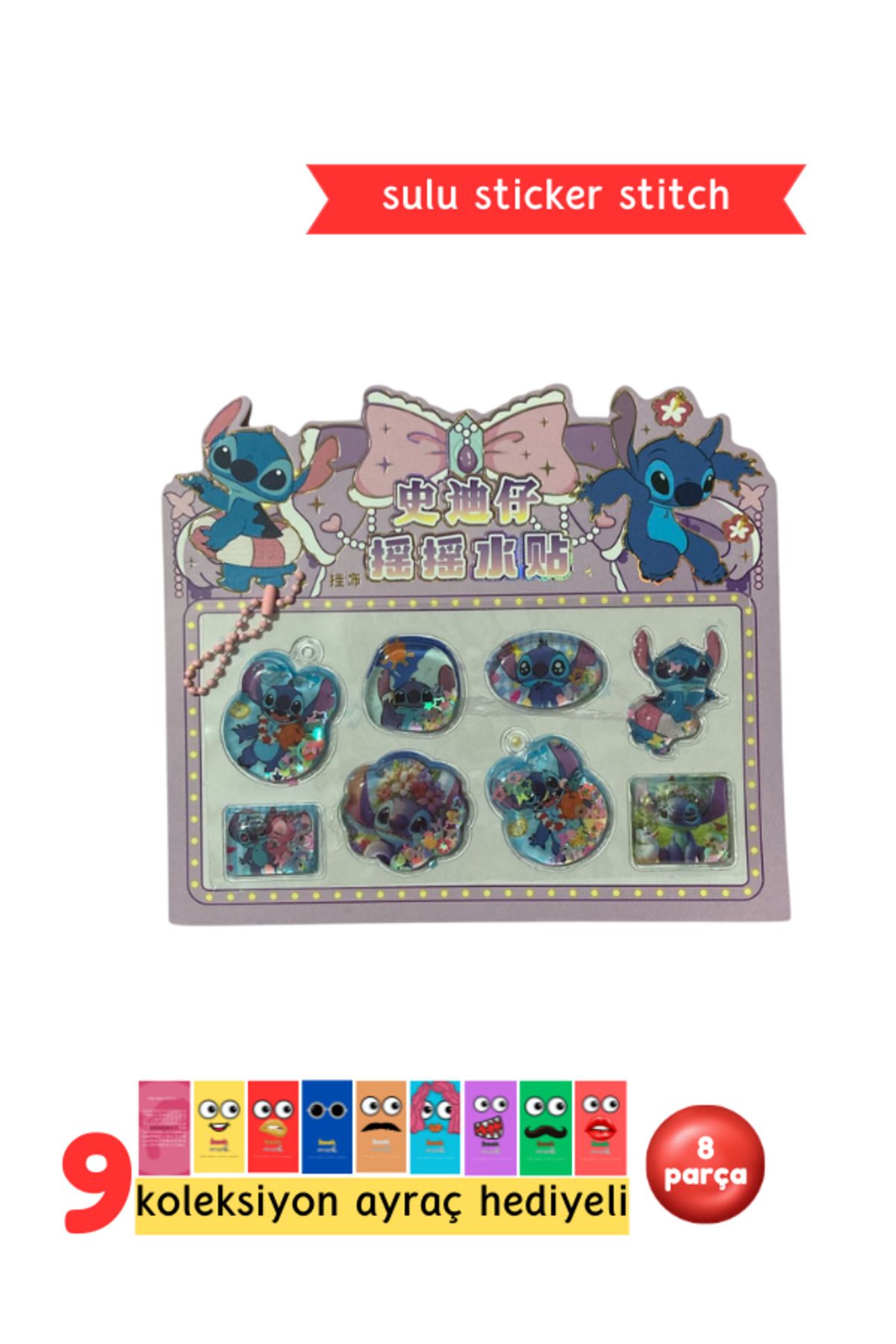 Pembe Pasaj Sevimli Stitch 3D Sulu Sticker