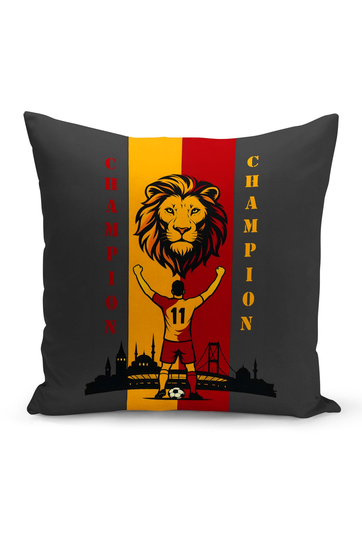 Bertille Home Çocuk Bebek Sarı Kırmızı Taraftar Futbol Serisi Kırlent Kılıfı (Cushion Cover)