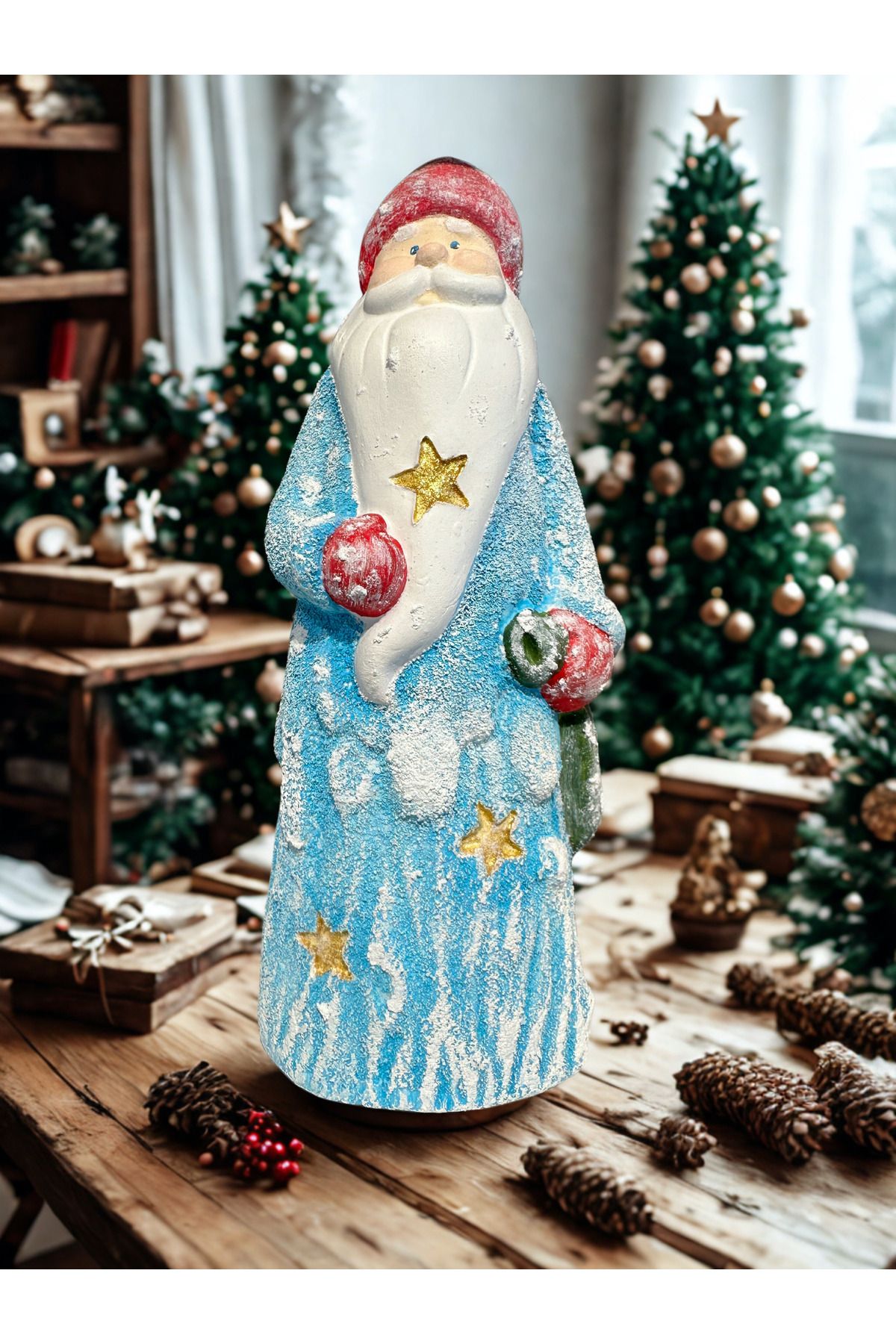İki Cadı Tasarım Noel Baba Biblo Dekoratif Polyester Heykel, Obje