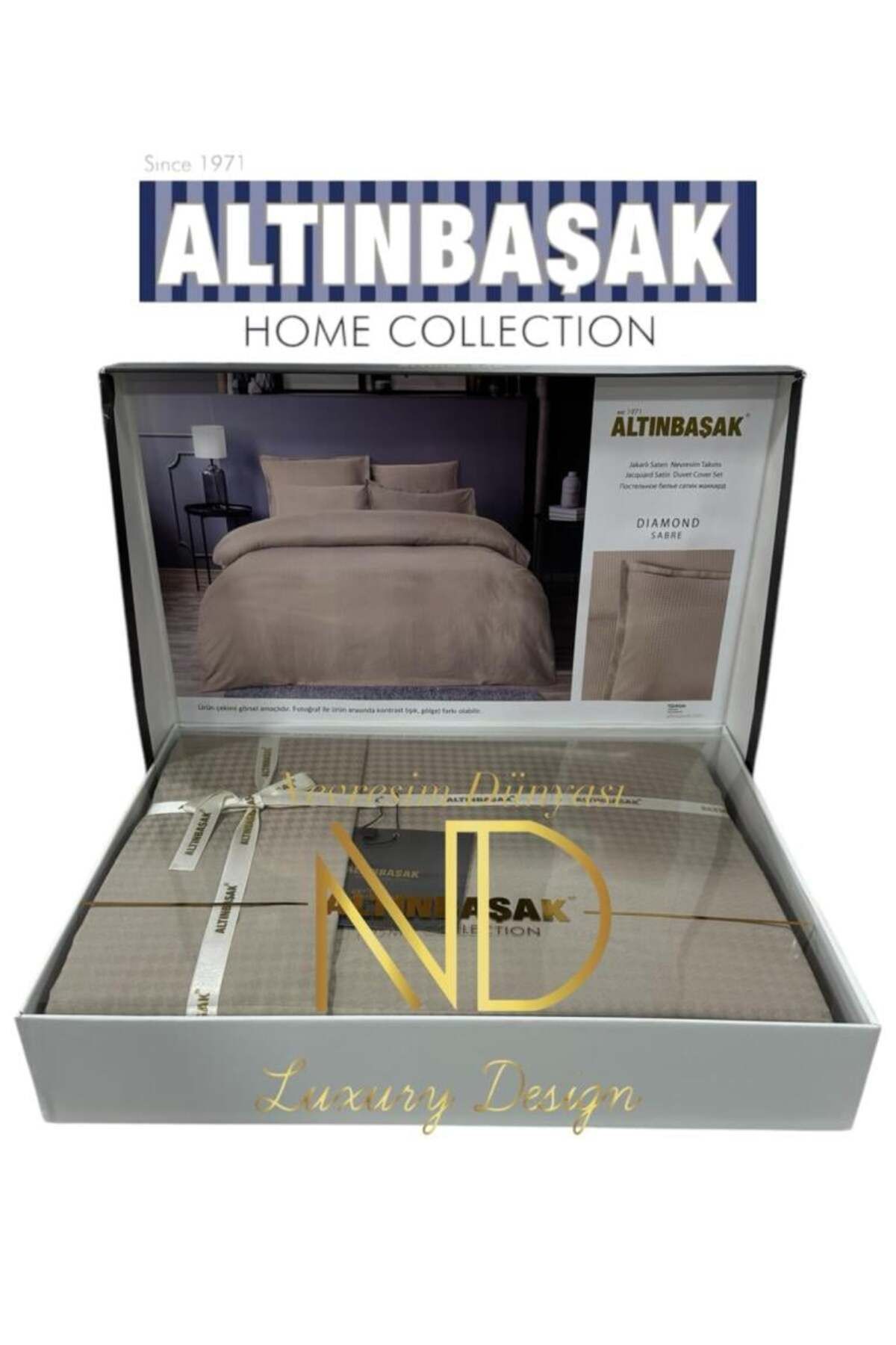 FAYMEM GLOBAL Jakarlı Saten Çift Kişilik Nevresim Takımı Dıamond Sabre