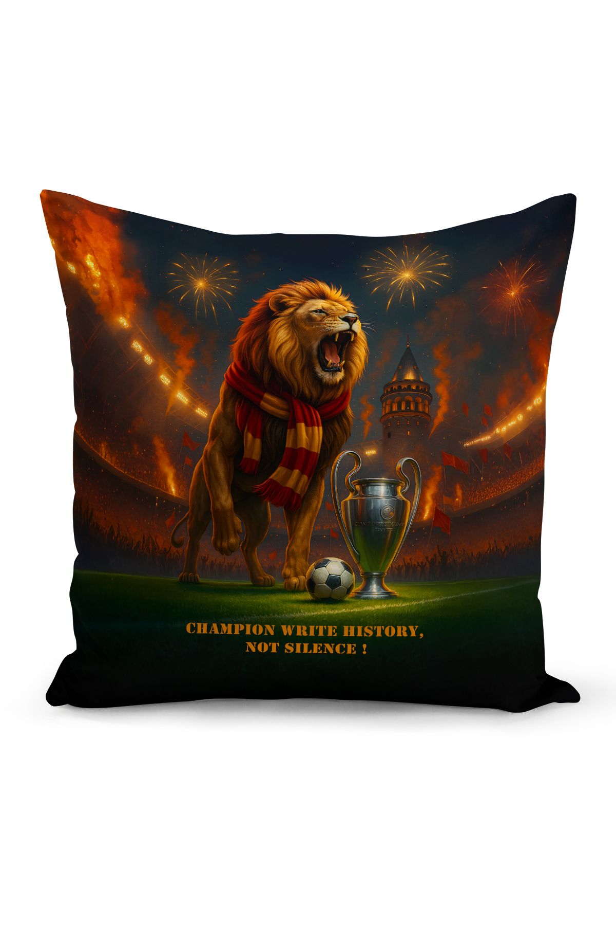 Bertille Home Çocuk Bebek Sarı Kırmızı Taraftar Futbol Serisi Kırlent Kılıfı (Cushion Cover)