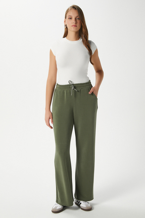Ritnice Kadın Modal Osha Geniş Paça Haki Eşofman Altı 11053