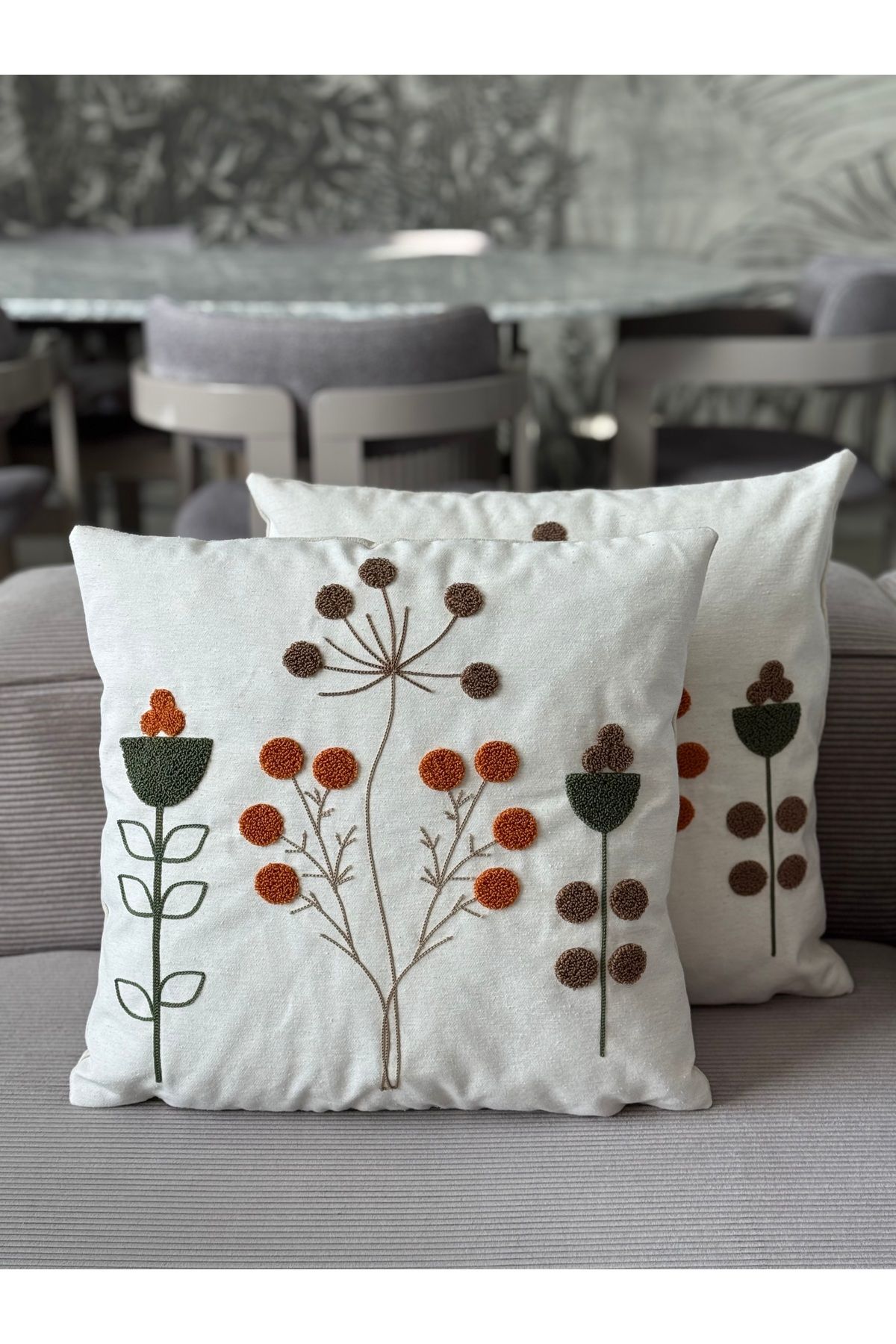 Skhome Modern Punch işlemeli Kırlent Kılıfı 1 Adet 43x43cm(PNC-126)