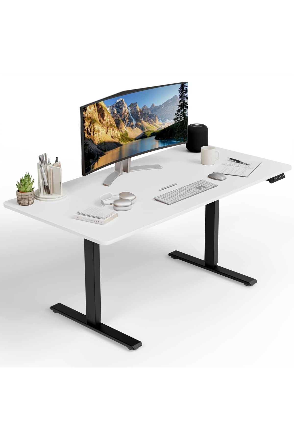 Ofisimi Uprise Yükseklik Ayarlı Masa | Çift Motorlu | Güçlü-Dengeli-Stabil (Lak Beyaz) - 160 Cm