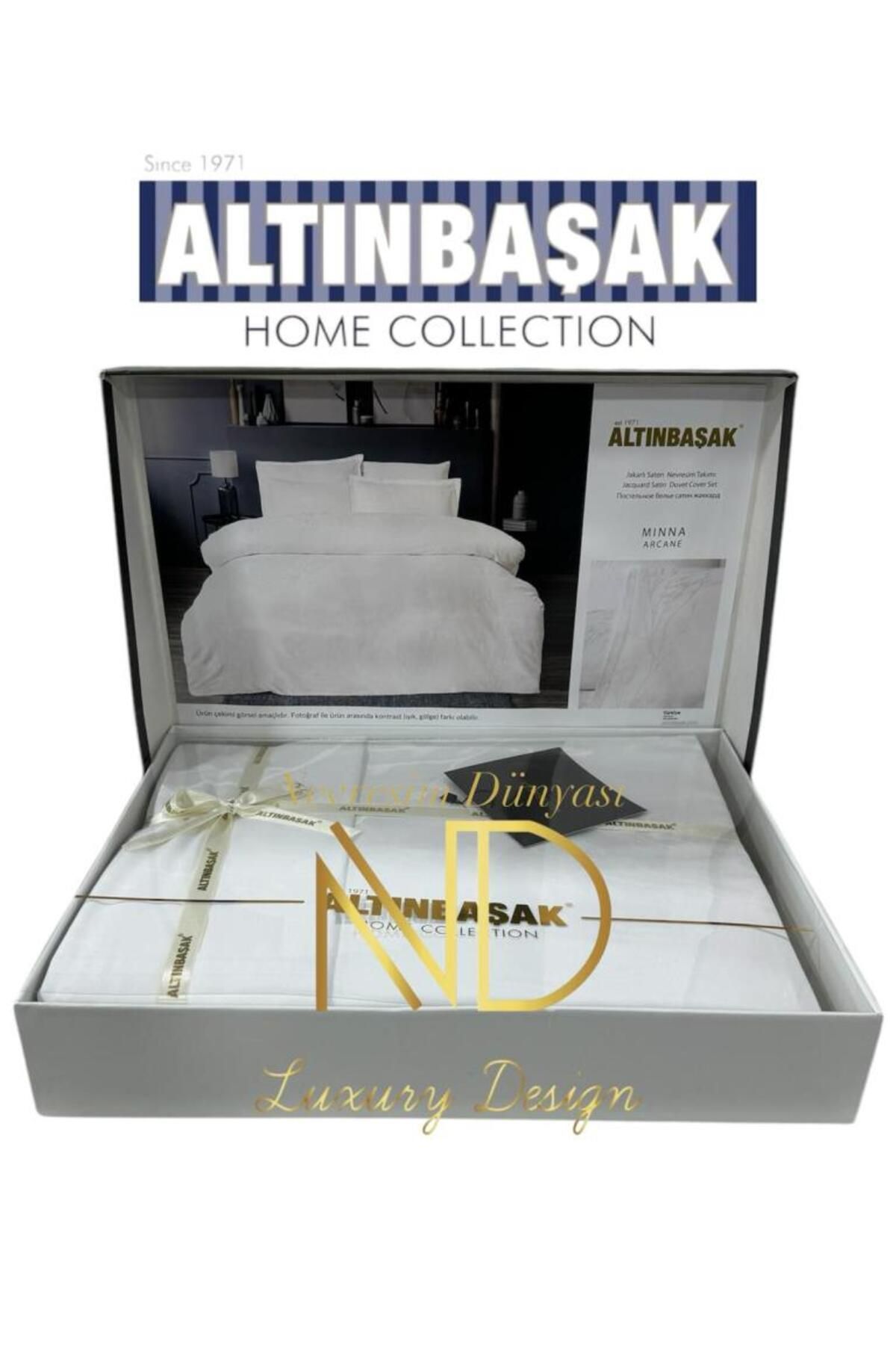 FAYMEM GLOBAL Jakarlı Saten Çift Kişilik Nevresim Takımı Mınna Arcane