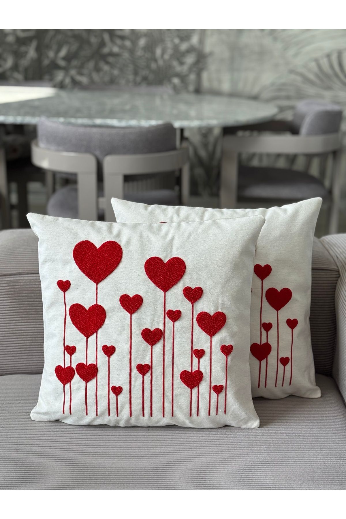 Skhome Kalpli Punch işlemeli Kırlent Kılıfı 1 Adet 43x43cm(PNC-124)