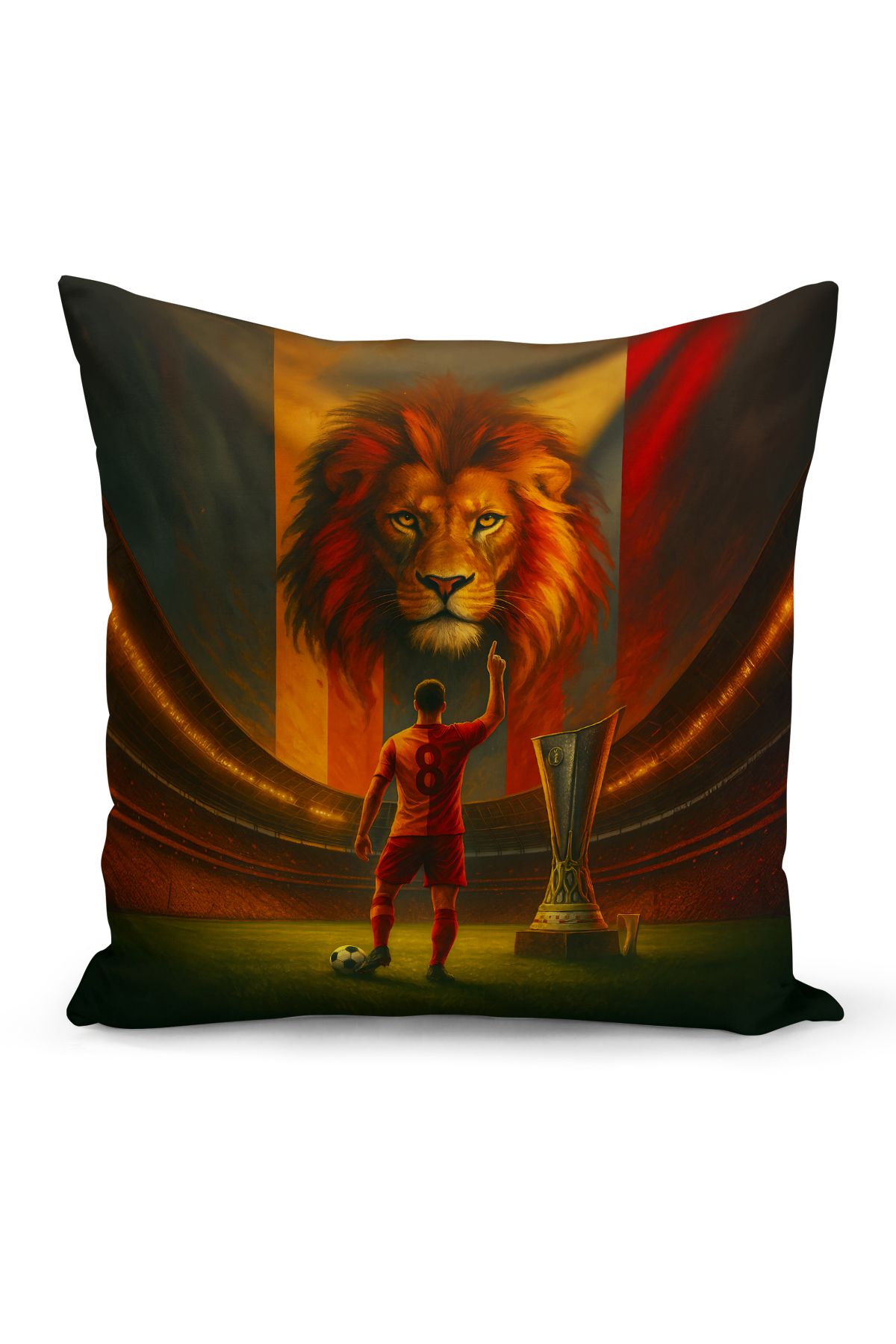 Bertille Home Çocuk Bebek Sarı Kırmızı Taraftar Futbol Serisi Kırlent Kılıfı (Cushion Cover)
