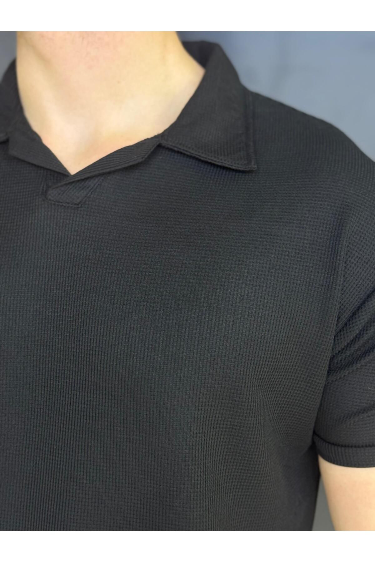 Alpha star Waffle örme polo yaka tşört