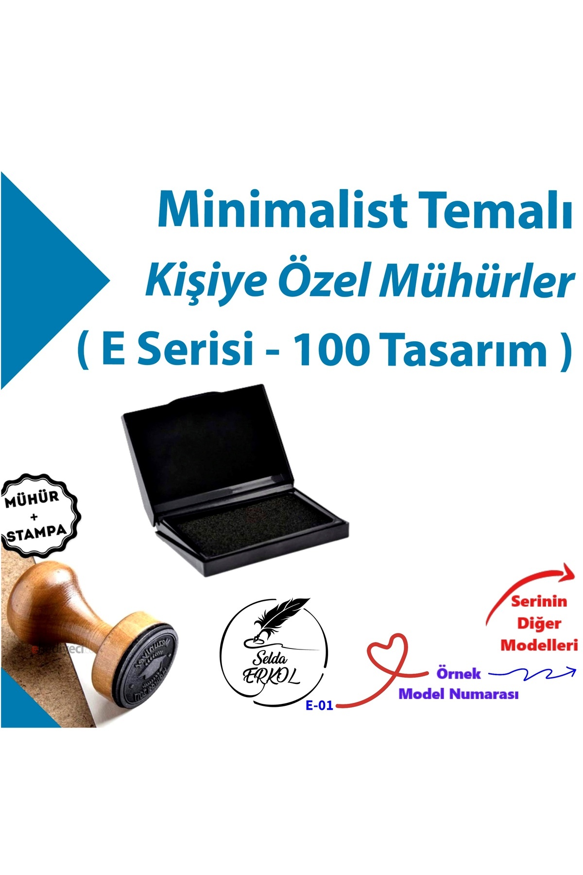 E-Hediyeci Kitap Mührü, Kitap Kaşesi, Kişiye Özel Hediyelik Mühür, İsimli Mühür E Serisi (100 Model)