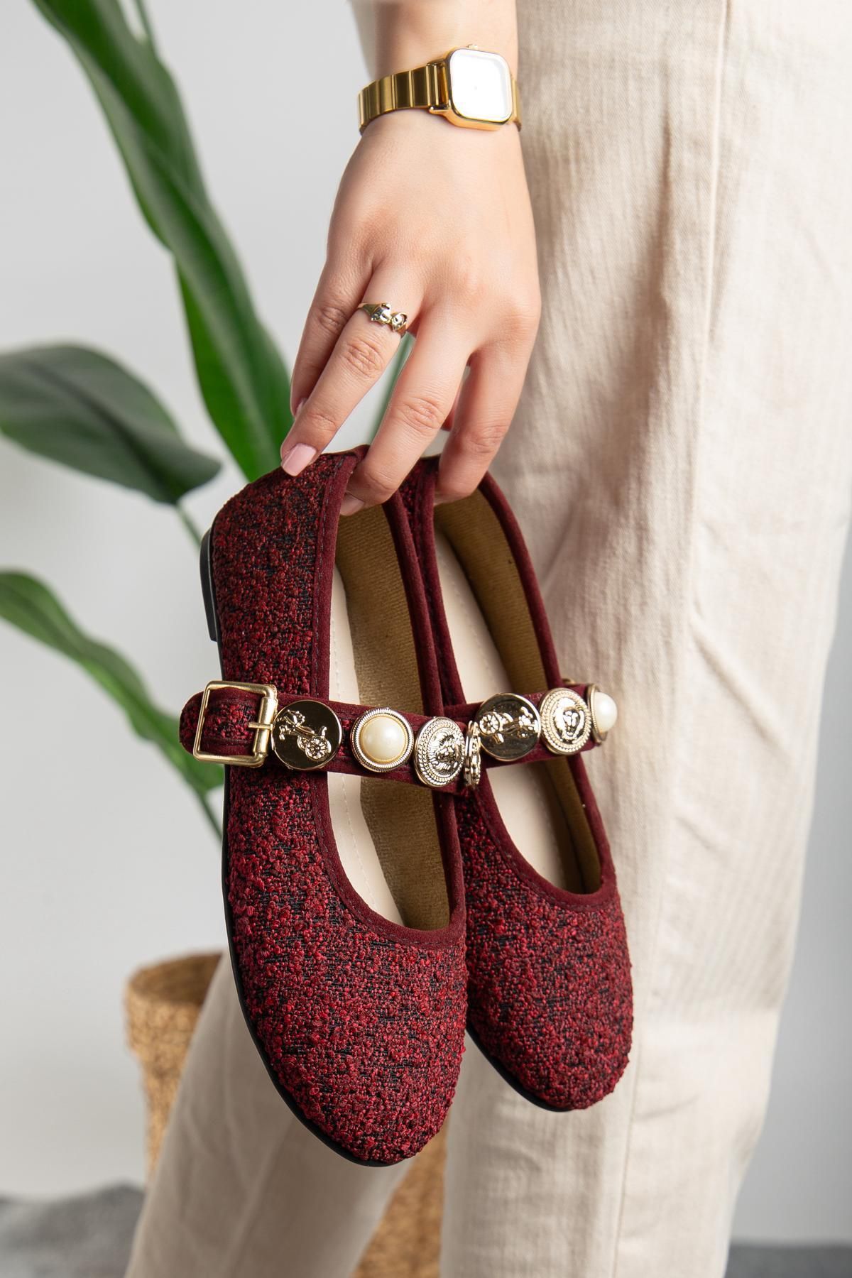 TAYYAR SHOES Kadın Rahat Ses Yapmaz Aksesuar Detaylı Günlük Ortapedik Babet