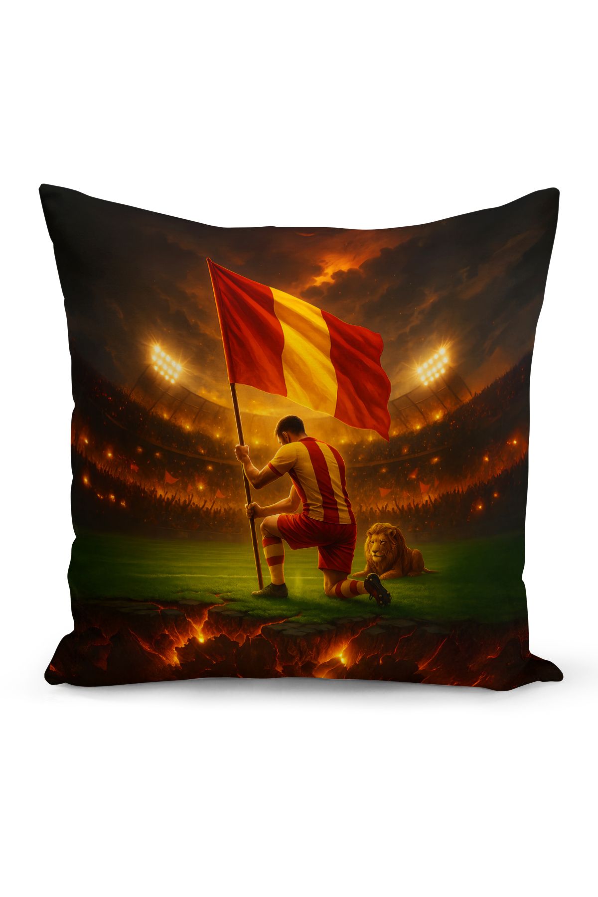 Bertille Home Çocuk Bebek Sarı Kırmızı Taraftar Futbol Serisi Kırlent Kılıfı (Cushion Cover)