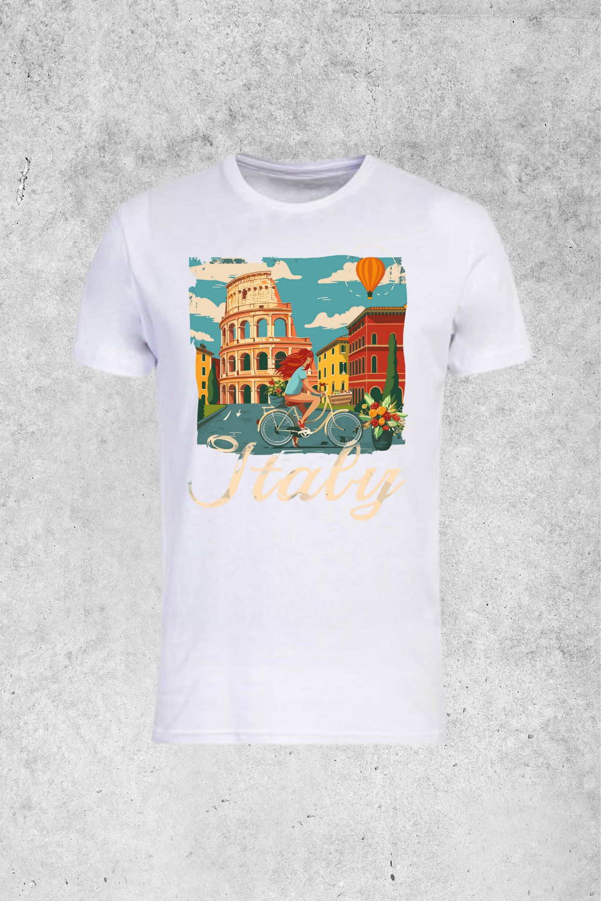 MOLICO Basic unisex Sıfır yaka kısa kollu ITALY baskılı tshirt