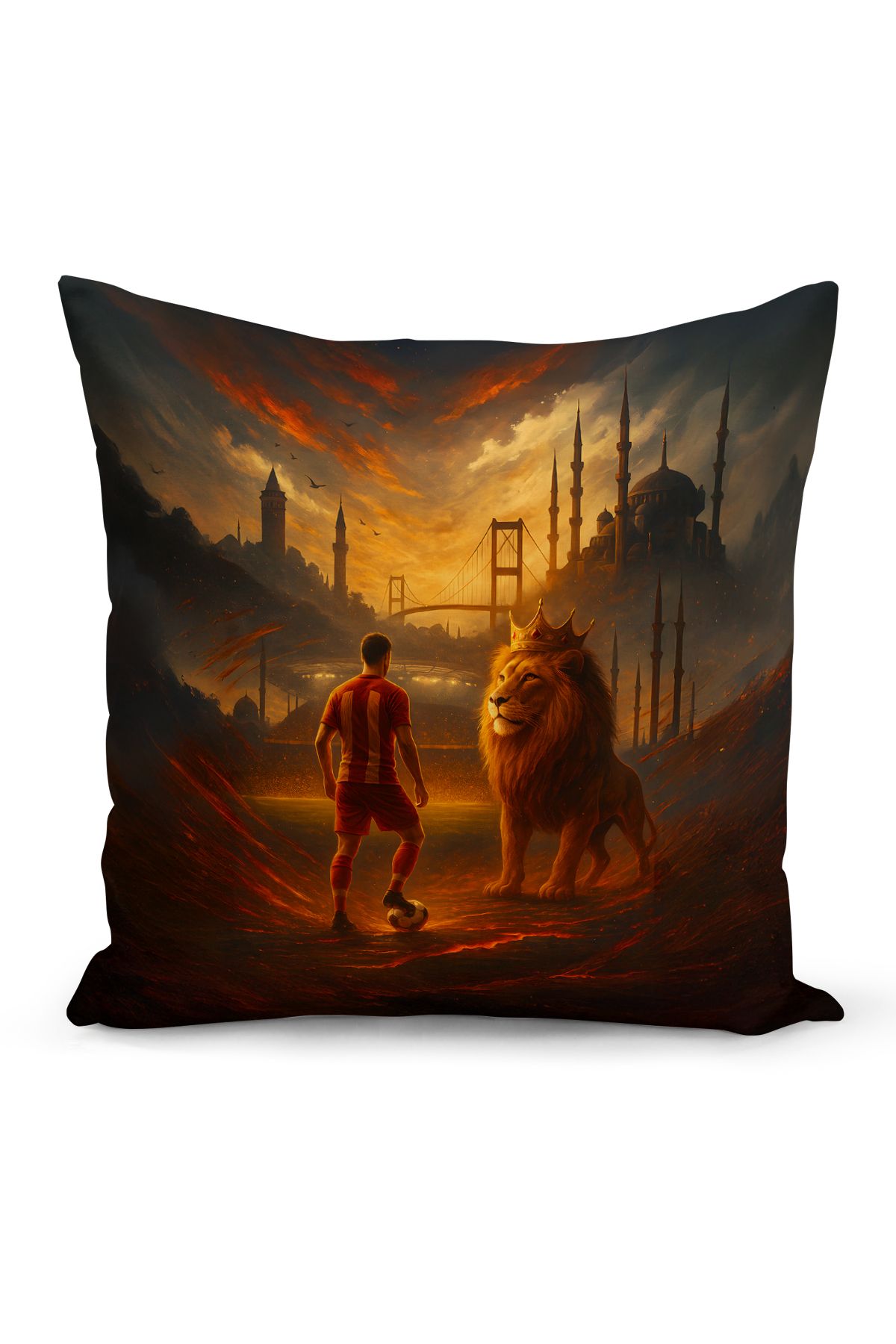 Bertille Home Çocuk Bebek Sarı Kırmızı Taraftar Futbol Serisi Kırlent Kılıfı (Cushion Cover)