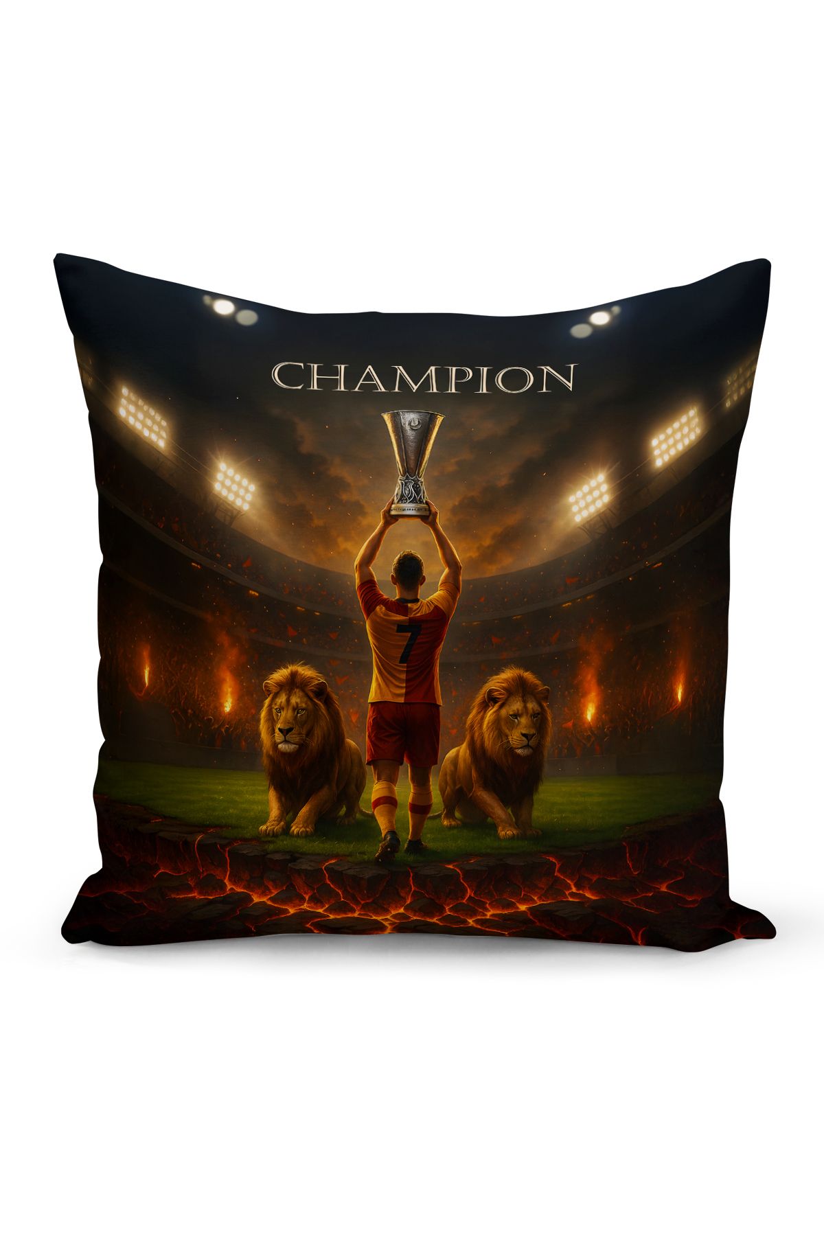 Bertille Home Çocuk Bebek Sarı Kırmızı Taraftar Futbol Serisi Kırlent Kılıfı (Cushion Cover)