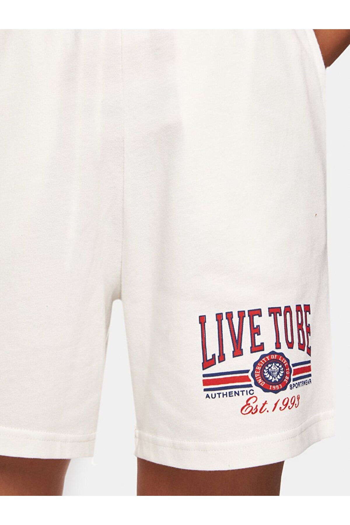Ltb-Printed Regular Midi White Shorts 6