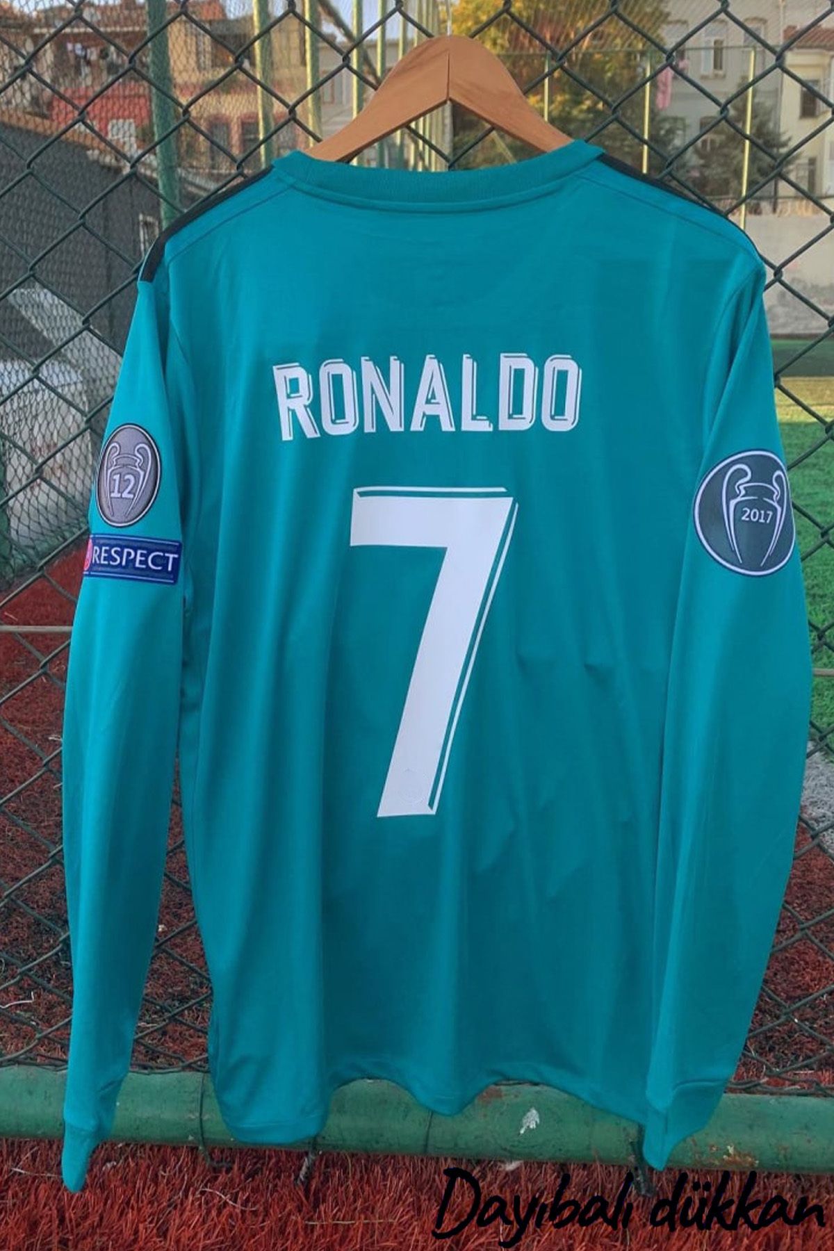DAYIBALI DÜKKAN DAYIBALI Ronaldo 2017/2018 Yeşil Turkuaz Şampiyonlar Ligi Uzun Kol Deplasman Forması