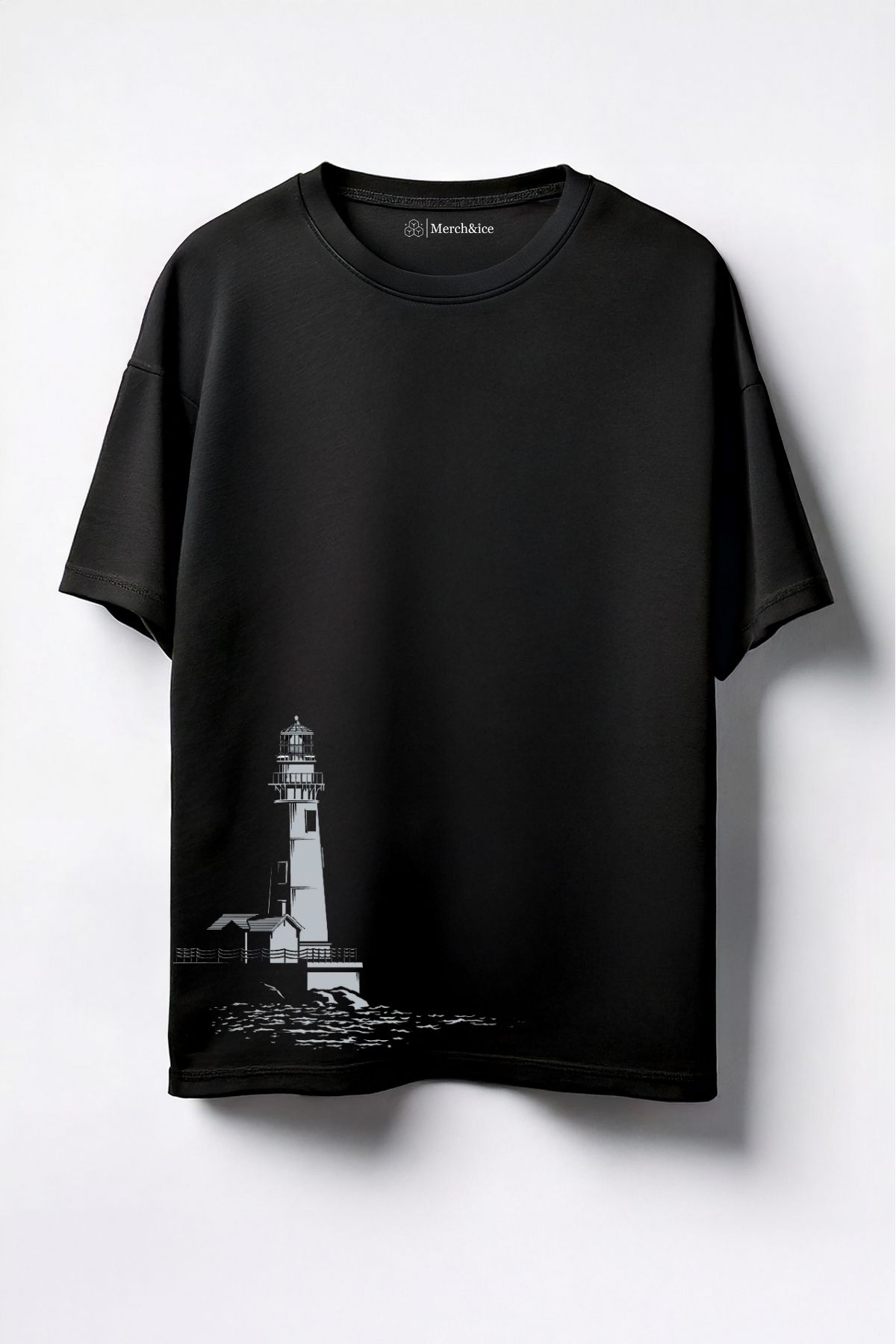 Merch&ice Deniz Kulesi Baskılı Unisex Oversize T-Shirt