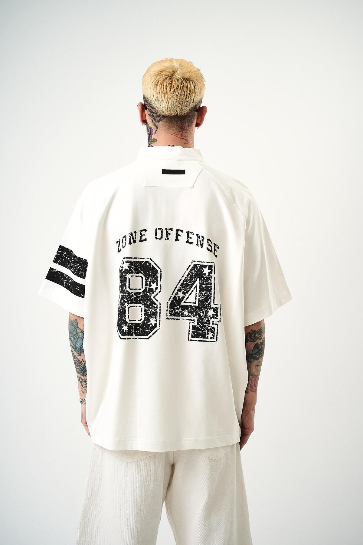 Respire Erkek 84 Zone Baskılı Oversize T-Shirt Ekru