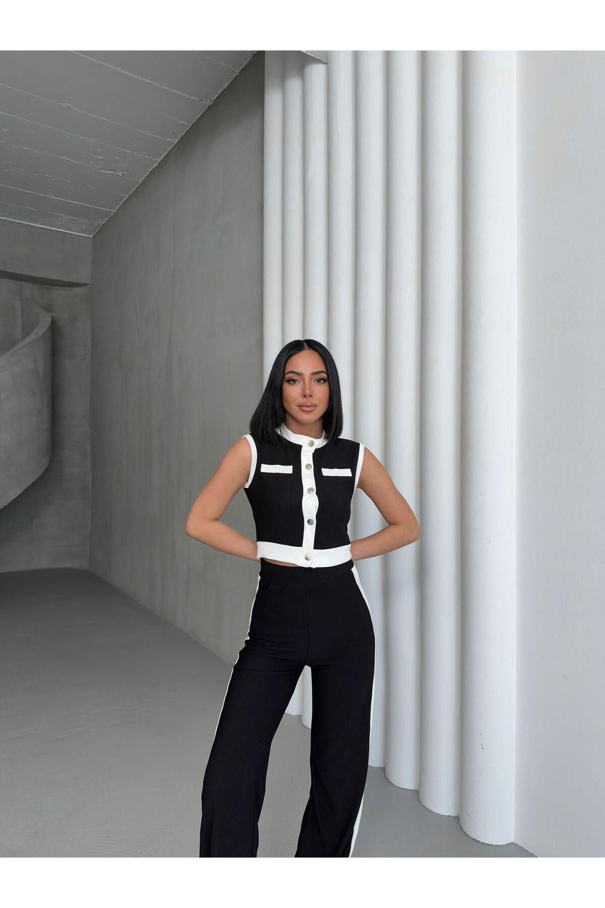 fhk atelier Sıfır Kol Şerit Alt Üst Takım