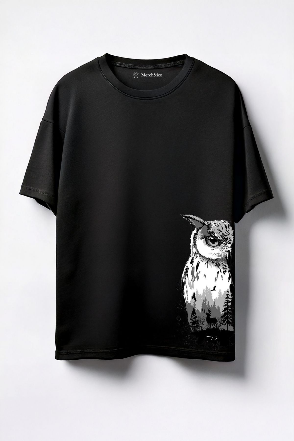 Merch&ice Baykuş HP Baskılı Unisex Oversize T-Shirt