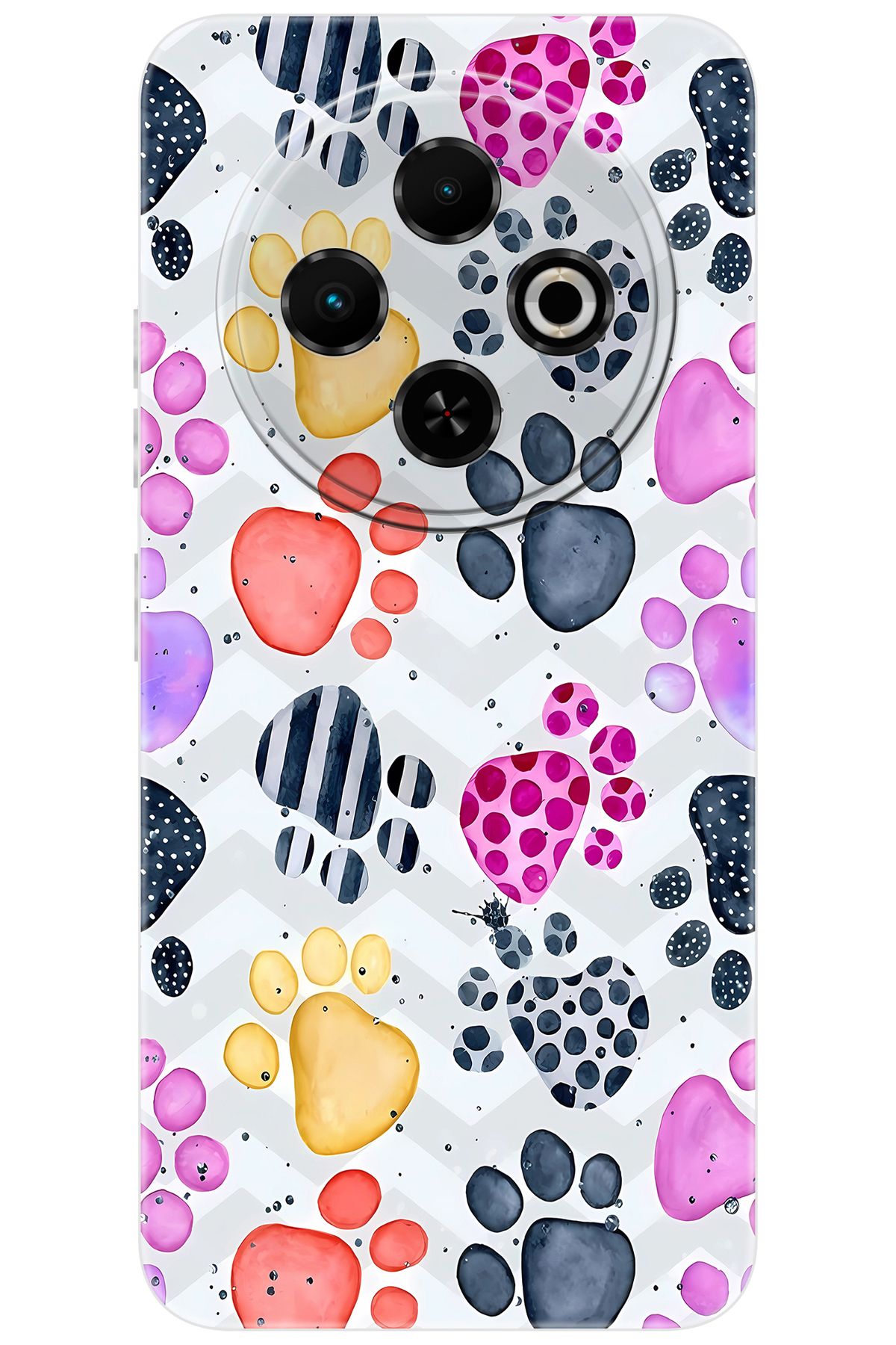 TECNO Spark 30C (KL5/KL5n) Uyumlu Kılıf Desen Baskılı Silikon Renkli Patiler STK:670 CP-qN5Wsti
