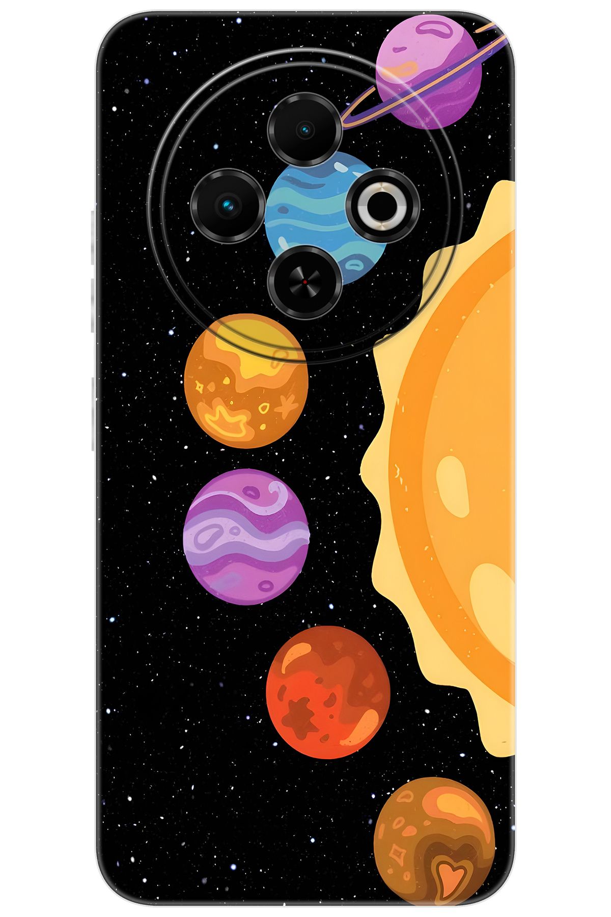 TECNO Spark 30C (KL5/KL5n) Uyumlu Kılıf Desen Baskılı Silikon Gezegenler Tasarım STK:685 CP-JH50wwG