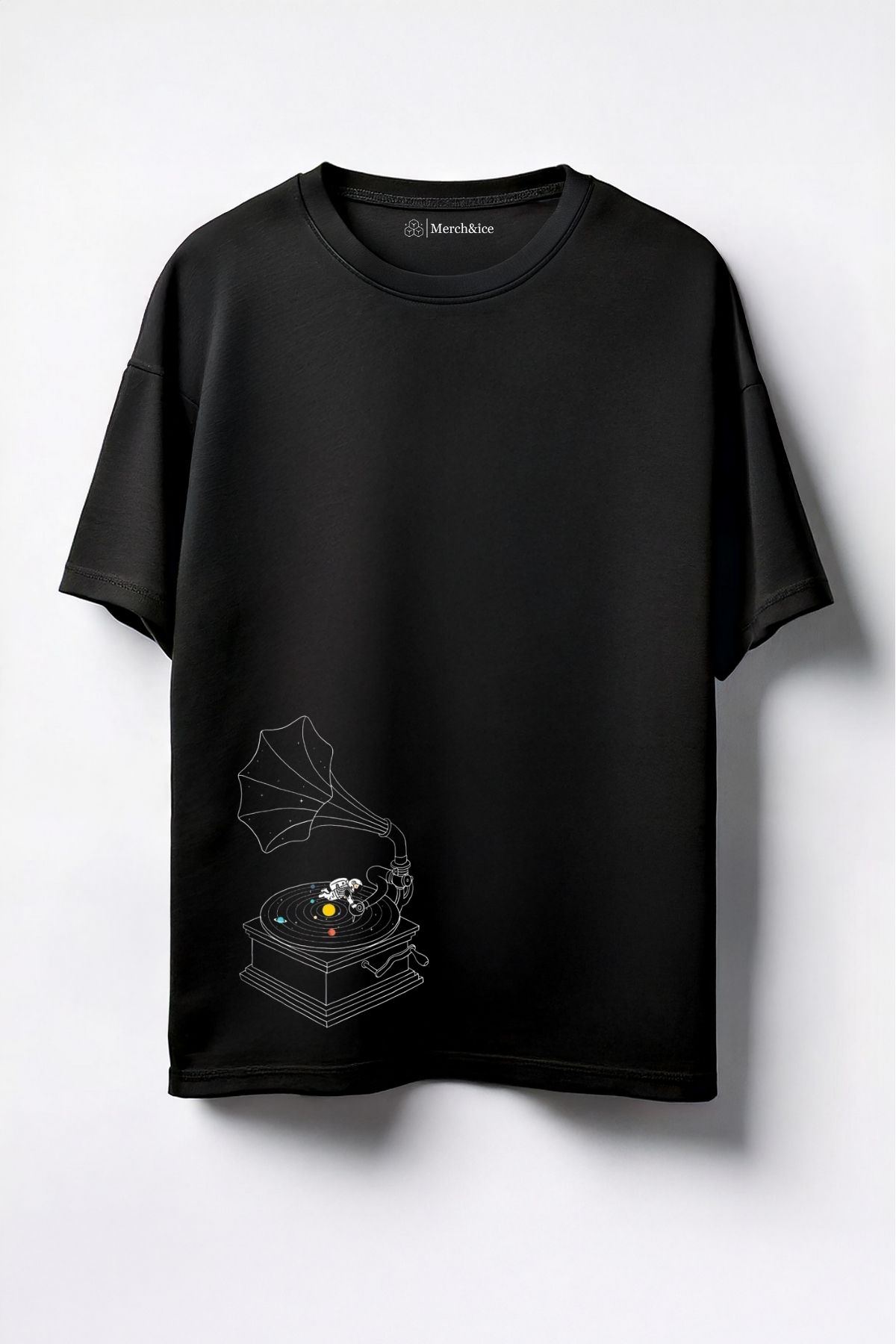 Merch&ice Uzay Megafon Baskılı Unisex Oversize T-Shirt
