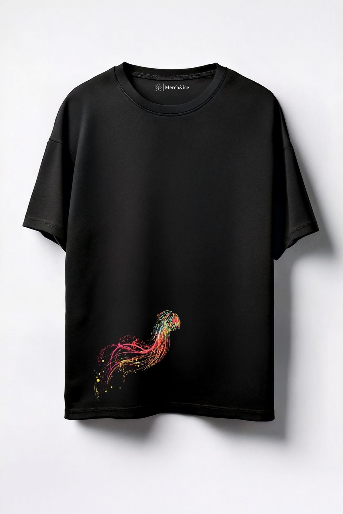 Merch&ice Renkli Denizanası Baskılı Unisex Oversize T-Shirt