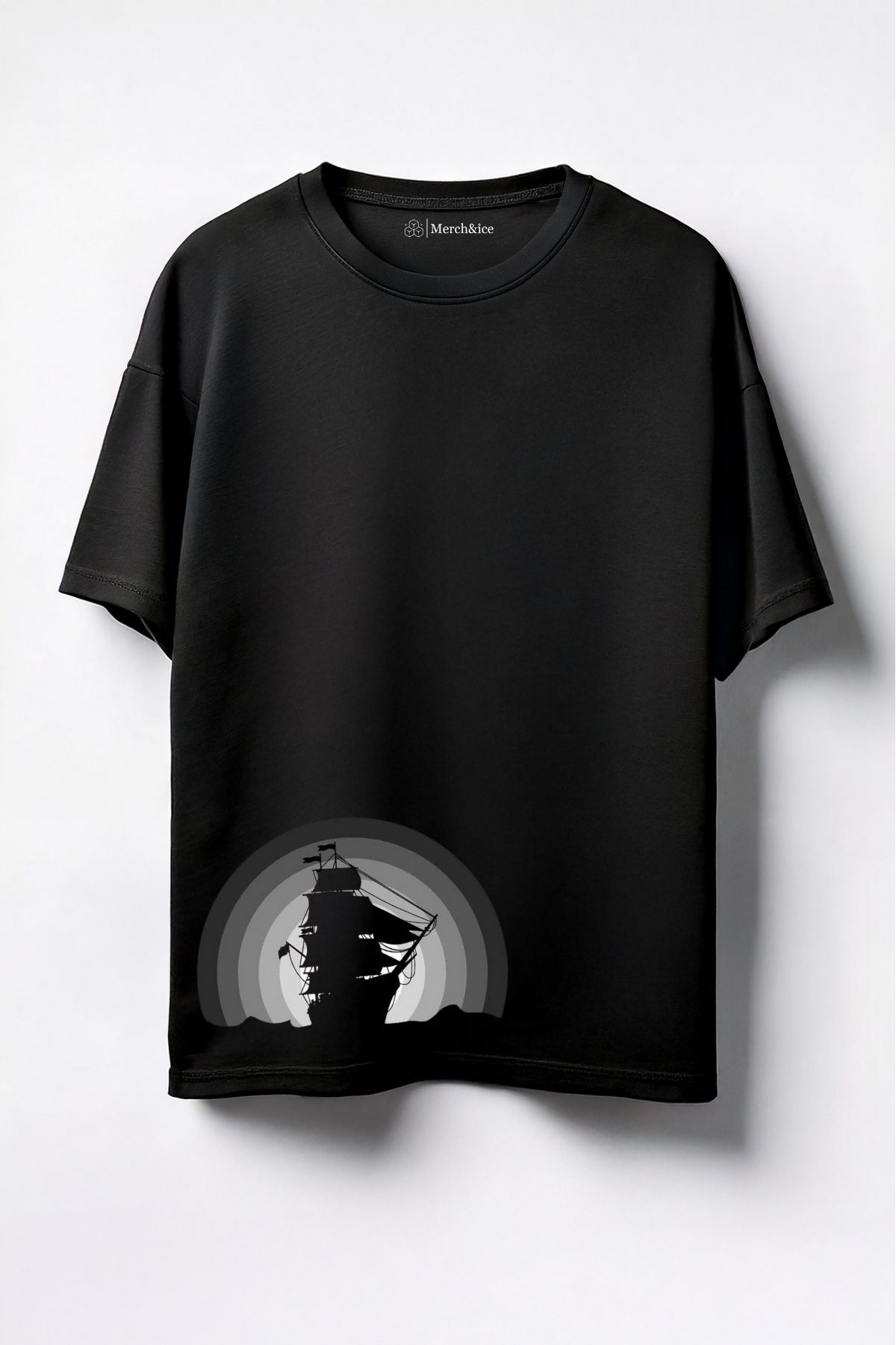 Merch&ice Korsan Gemisi Baskılı Unisex Oversize T-Shirt