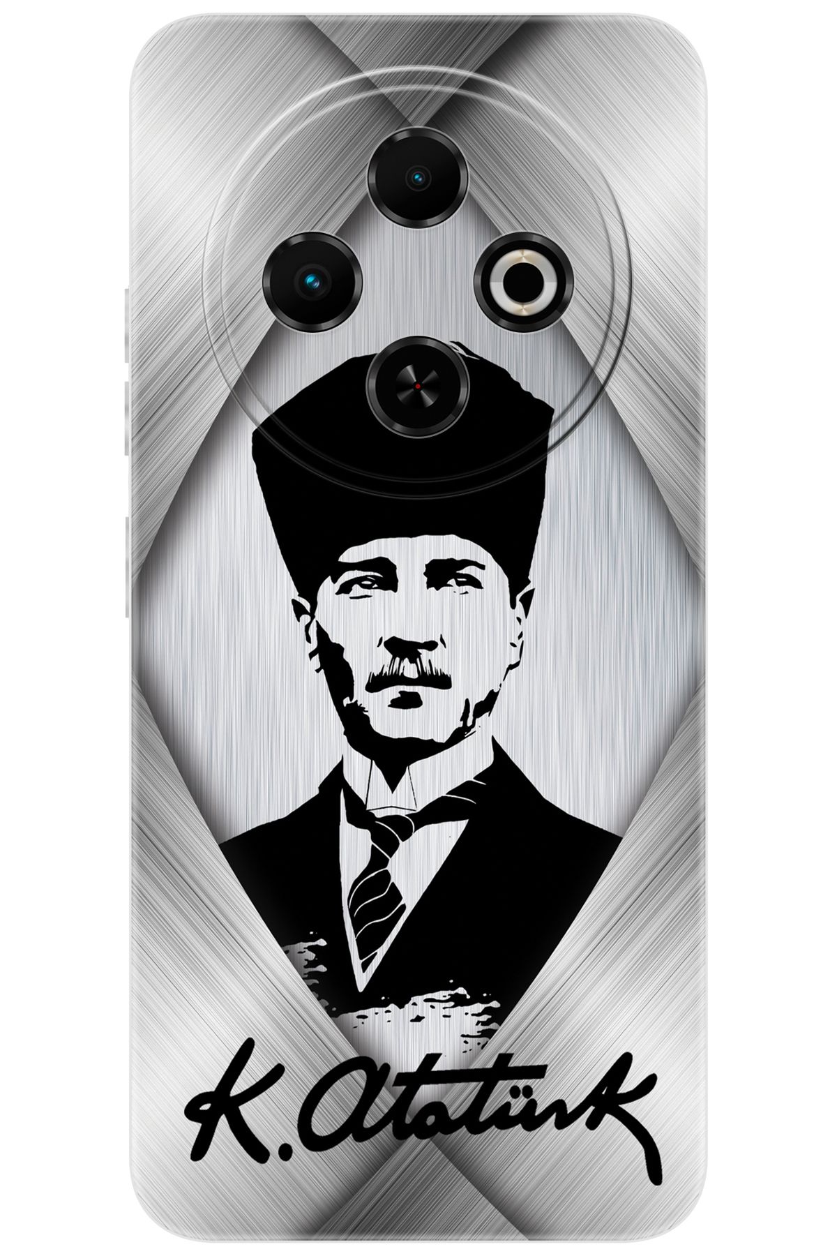 TECNO Spark 30C (KL5/KL5n) Uyumlu Kılıf Desen Baskılı Silikon Atatürk Tasarım STK:402 CP-84pcoMw