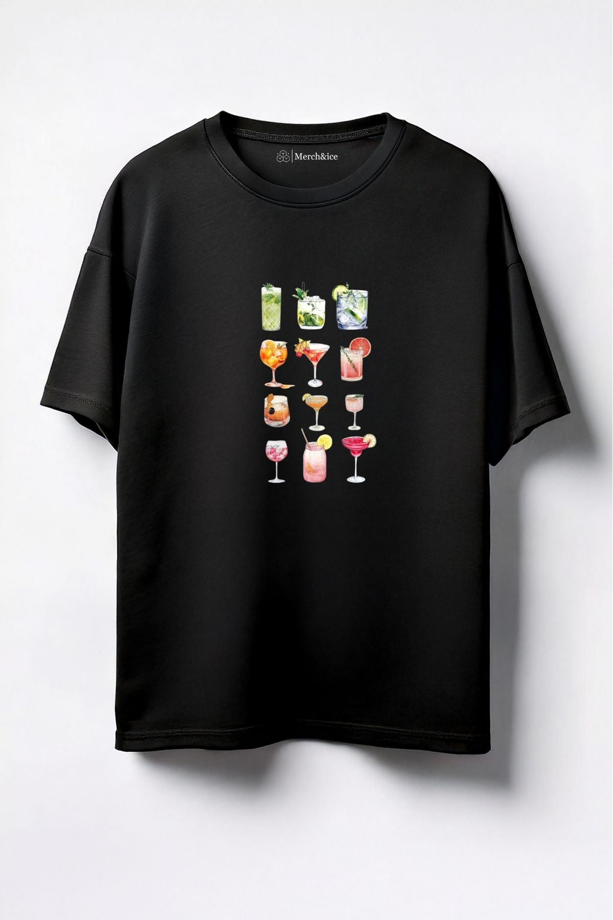 Merch&ice Yaz Kokteylleri Baskılı Unisex Oversize T-Shirt
