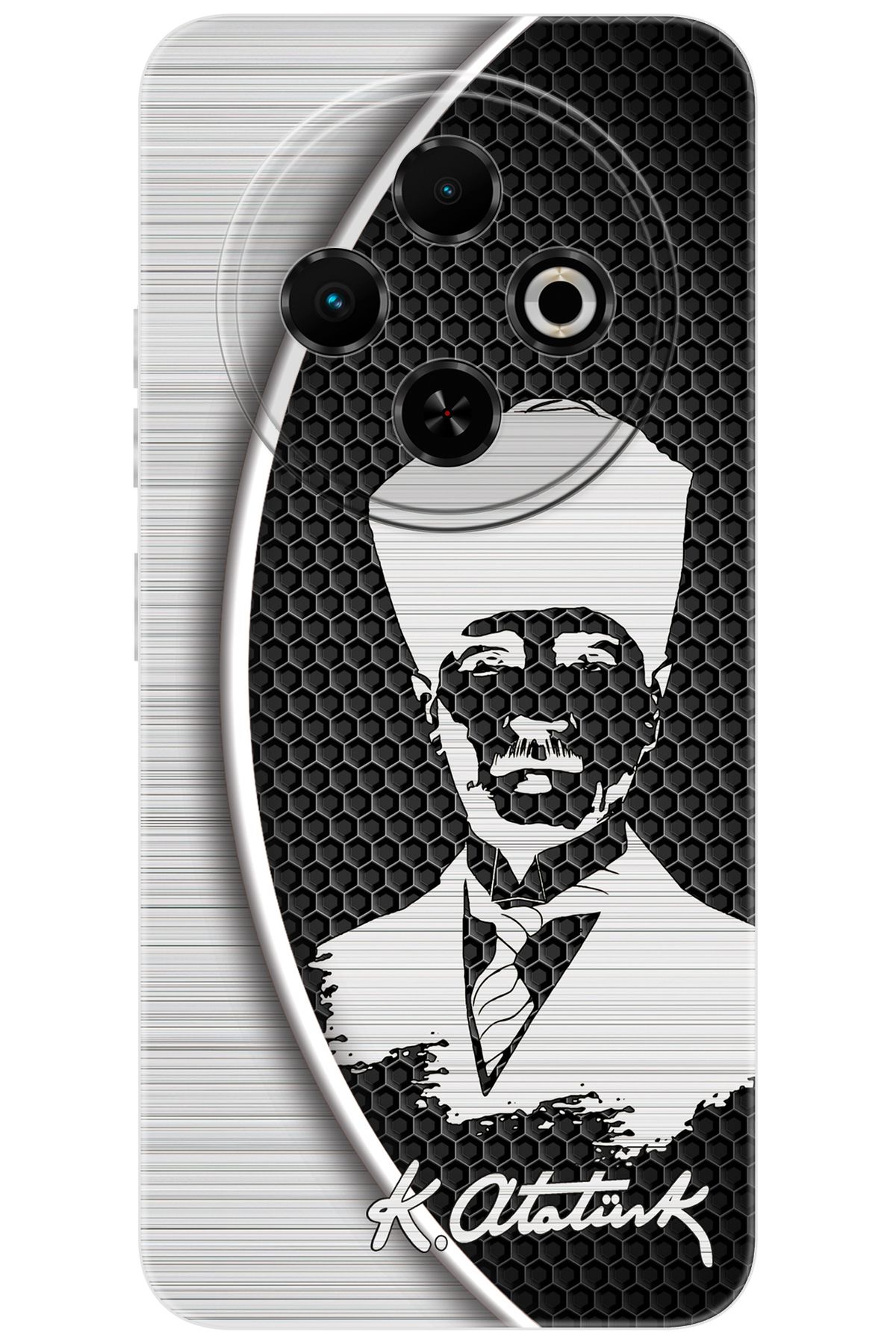TECNO Spark 30C (KL5/KL5n) Uyumlu Kılıf Desen Baskılı Silikon Atatürk Tasarım STK:398 CP-v8ttX4h