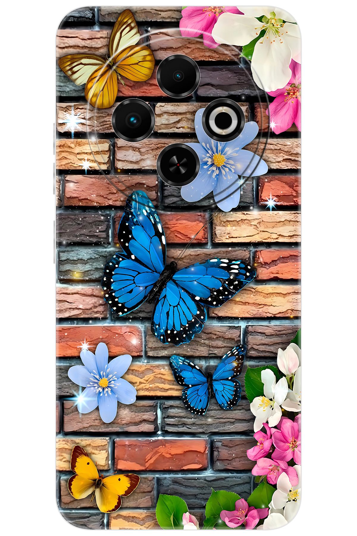 TECNO Spark 30C (KL5/KL5n) Uyumlu Kılıf Desen Baskılı Silikon Kelebek STK:672 CP-4Sz7n9p