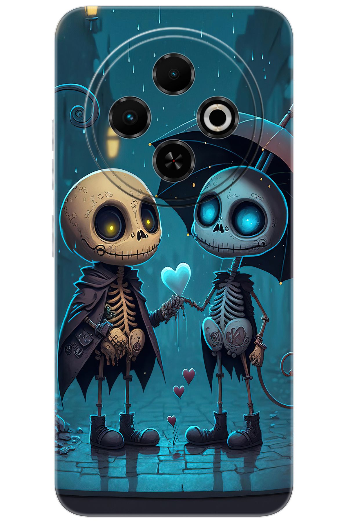TECNO Spark 30C (KL5/KL5n) Uyumlu Kılıf Desen Baskılı Silikon Aşık İskeletler STK:733 CP-cbQkrkW