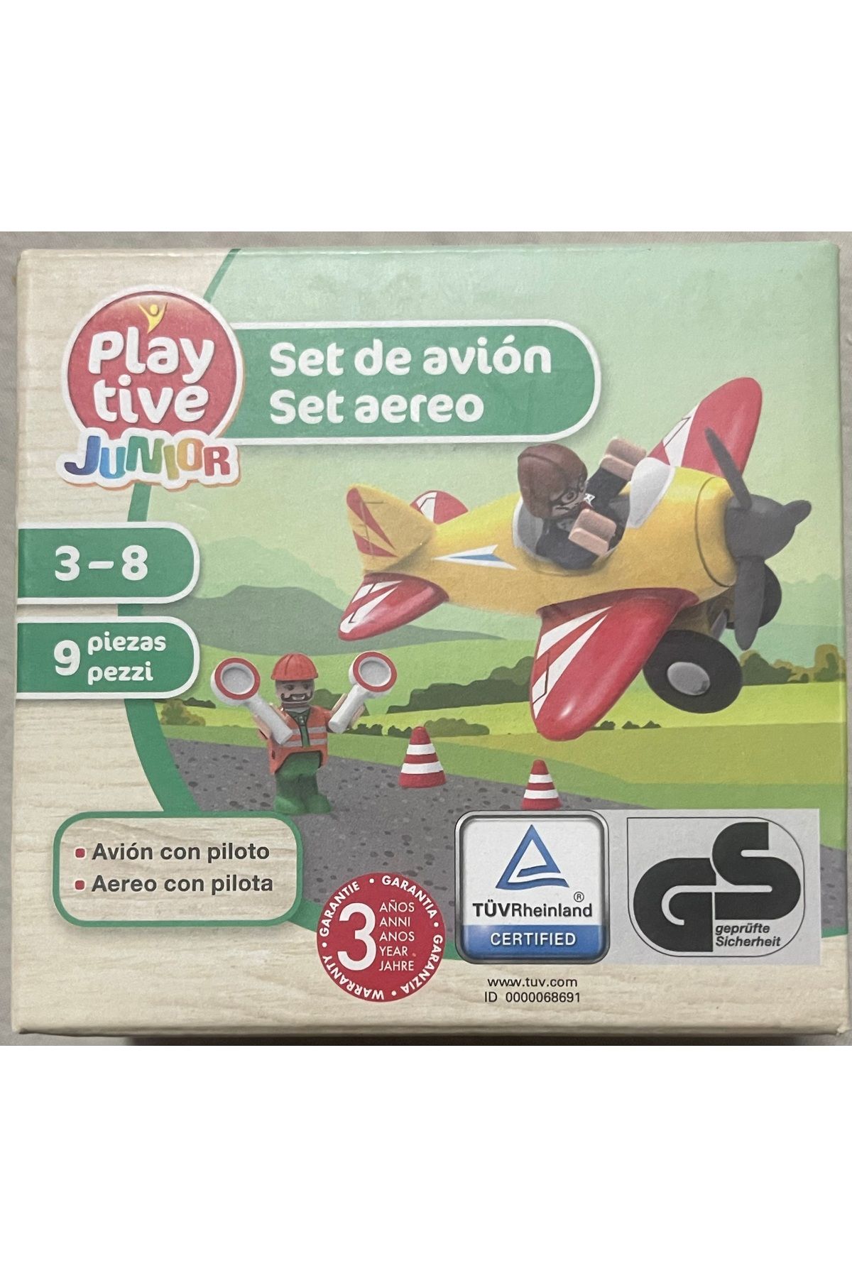 almancidan Play tive junior ahşap uçak pilot set 9 parça 3-8 yaş arası uygun Tüv sertifikali