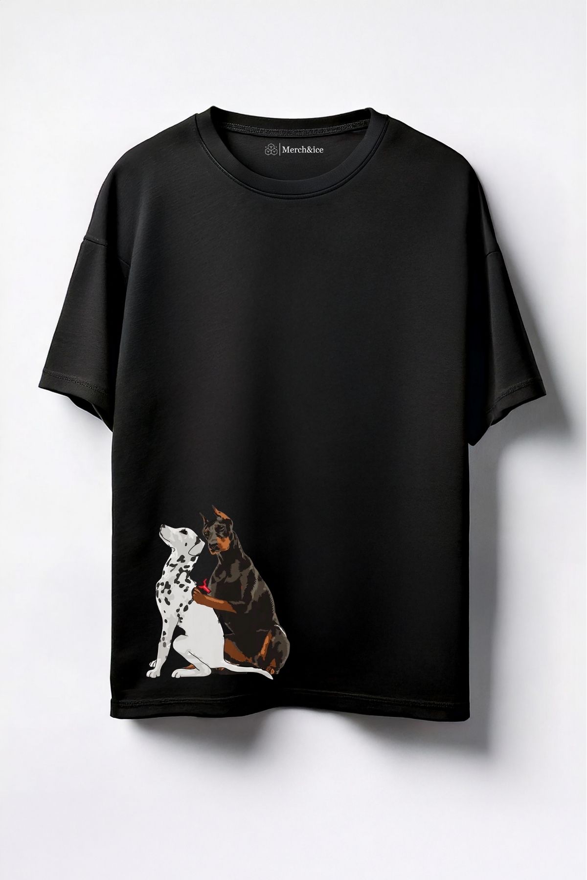 Merch&ice Dalmaçya Dövmeli Köpek Baskılı Unisex Oversize T-Shirt