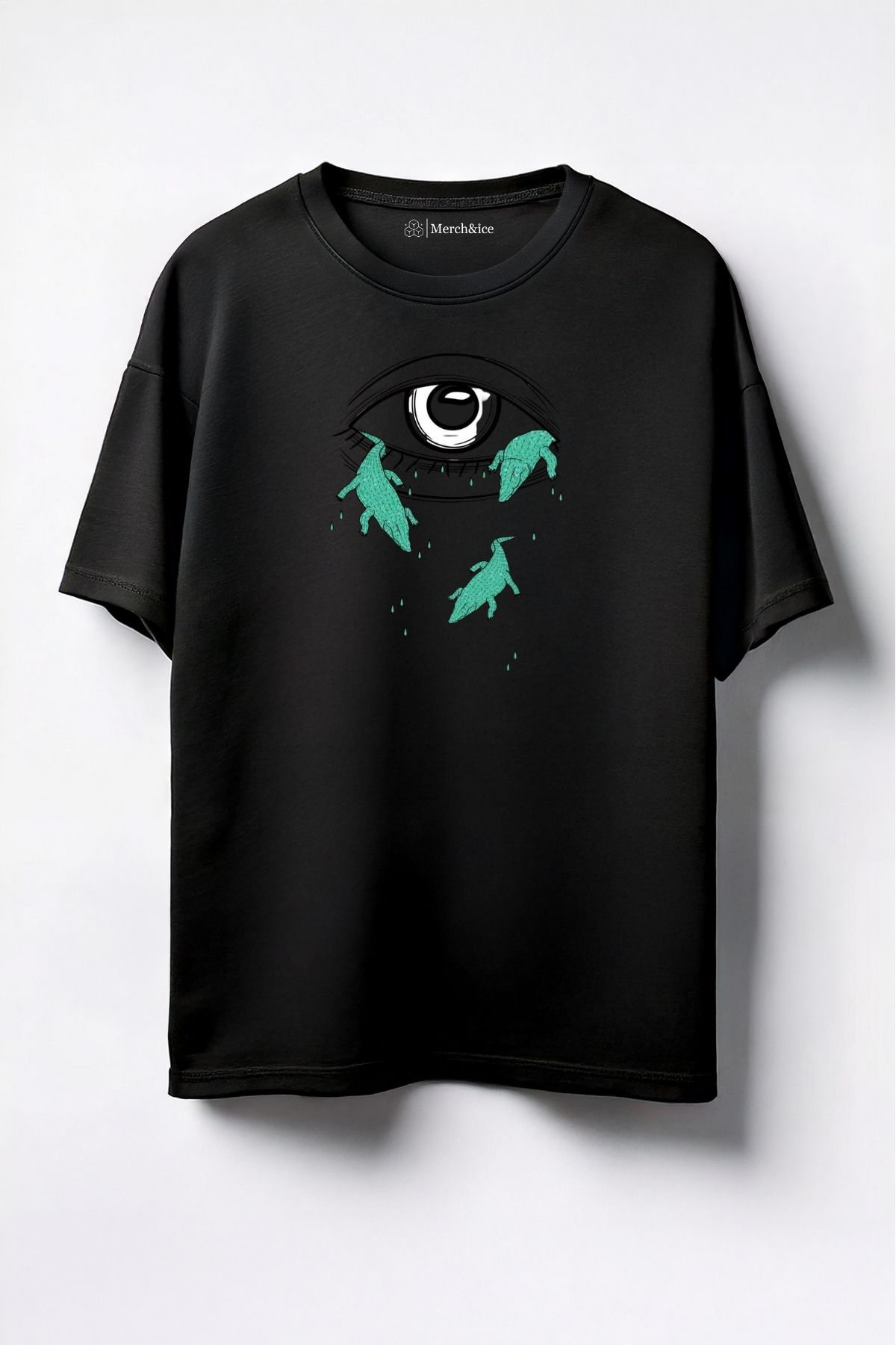 Merch&ice Timsah Gözyaşları Baskılı Unisex Oversize T-Shirt