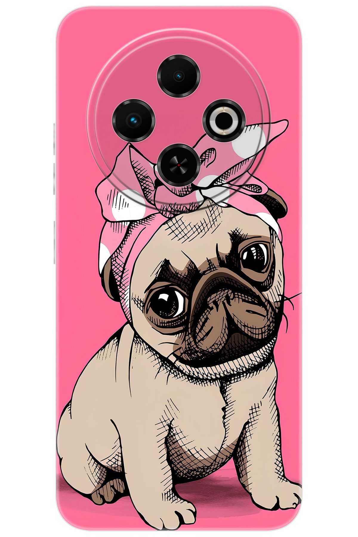TECNO Spark 30C (KL5/KL5n) Uyumlu Kılıf Desen Baskılı Silikon Sevimli Pug STK:748 CP-BuM7Fuz