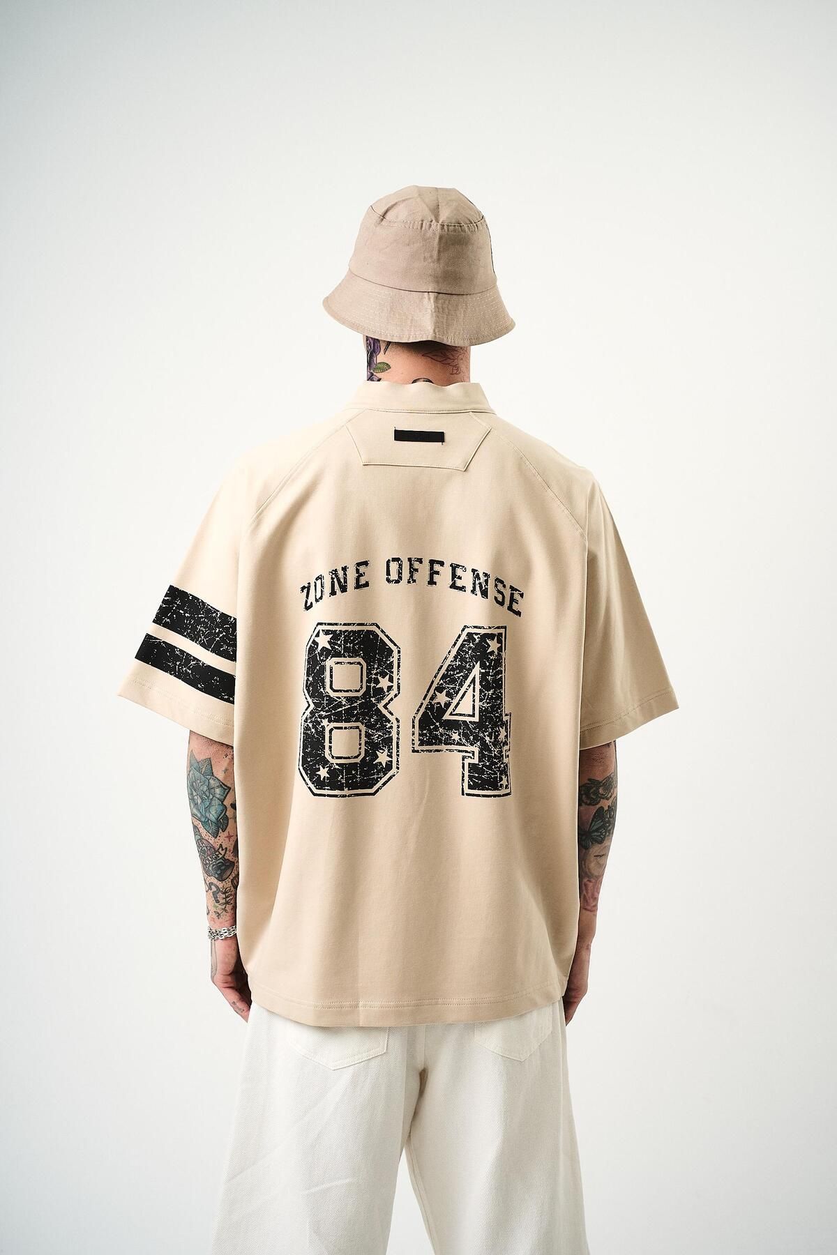 Respire Erkek 84 Zone Baskılı Oversize T-Shirt Bej