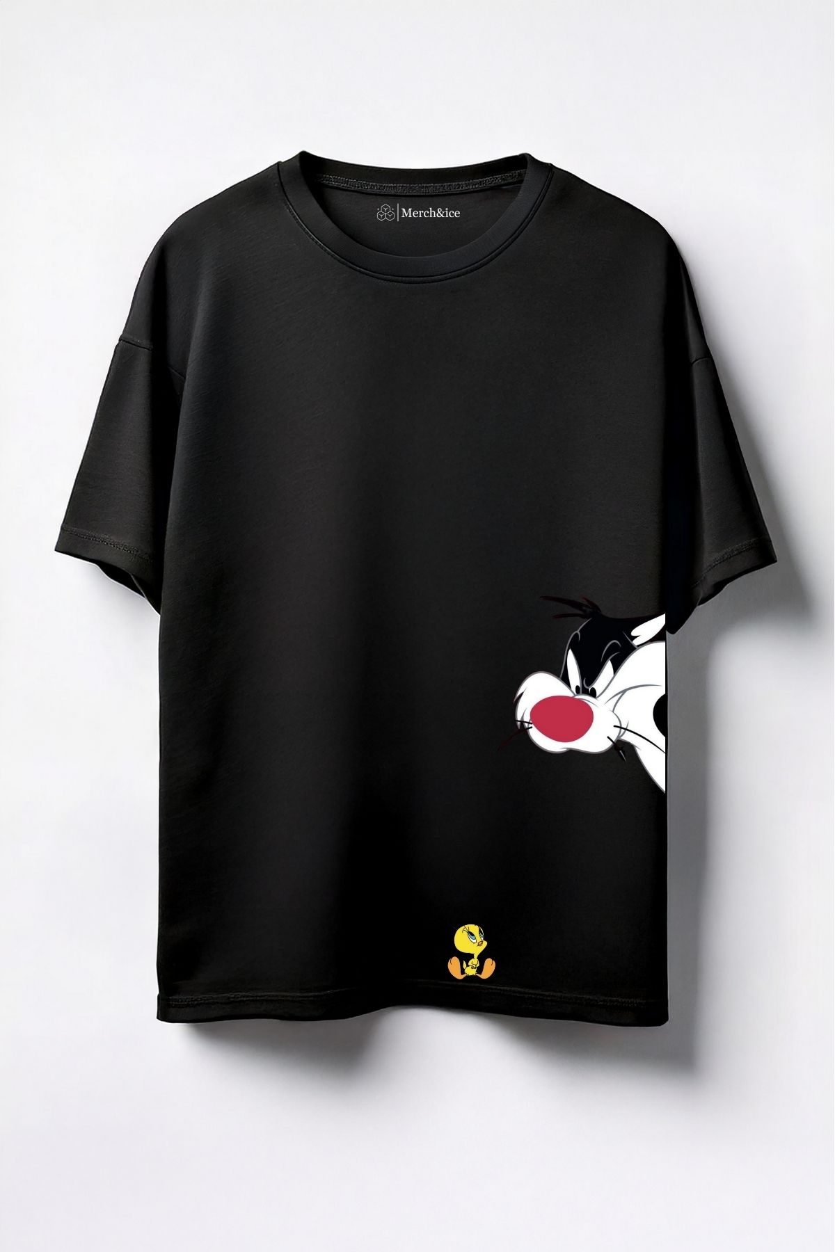 Merch&ice Tweety Sylvester Birlikte Baskılı Unisex Oversize T-Shirt
